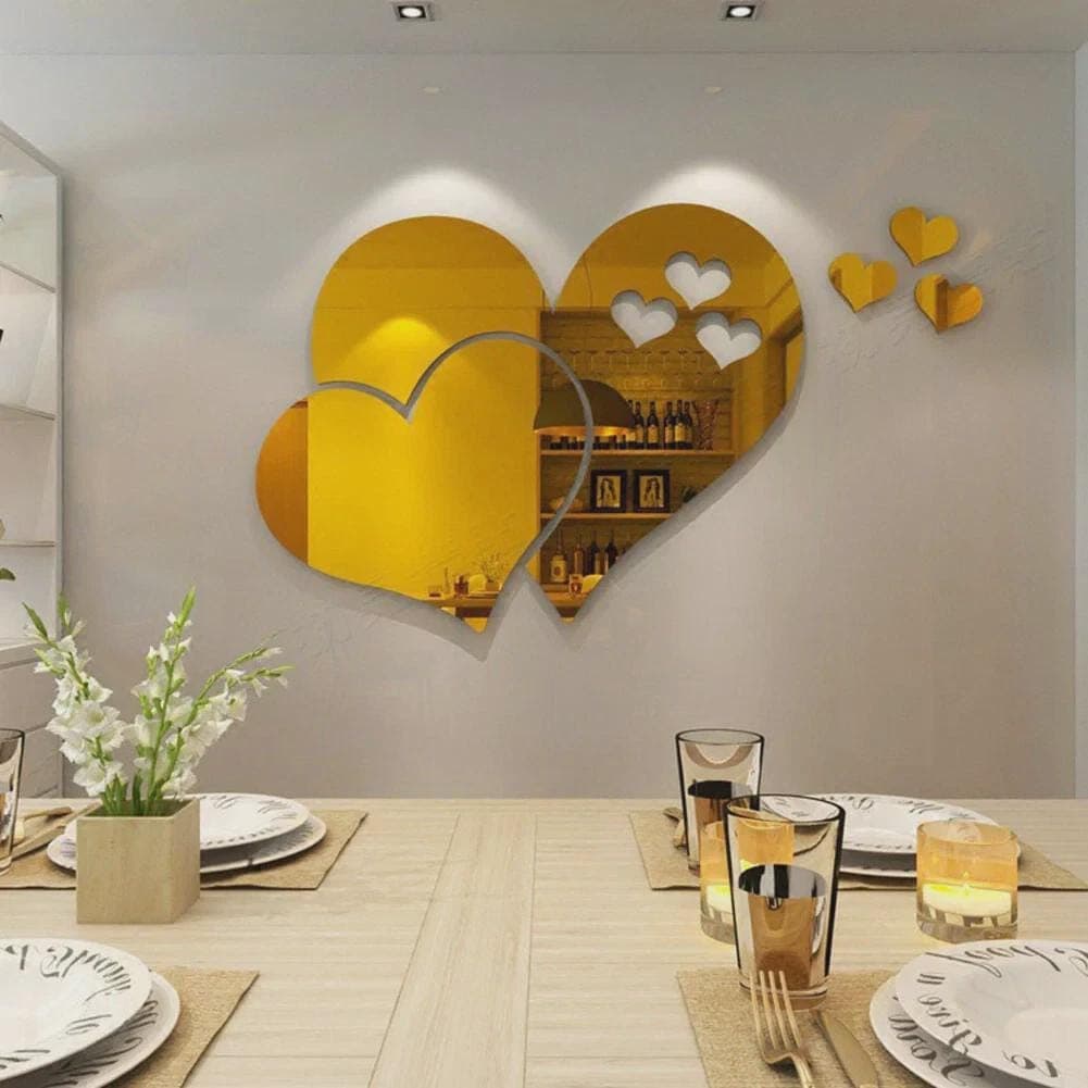 20pc Love Heart Self-Adhesive Acrylic Mirror Sticker Removable DIY For Any Room - image 4