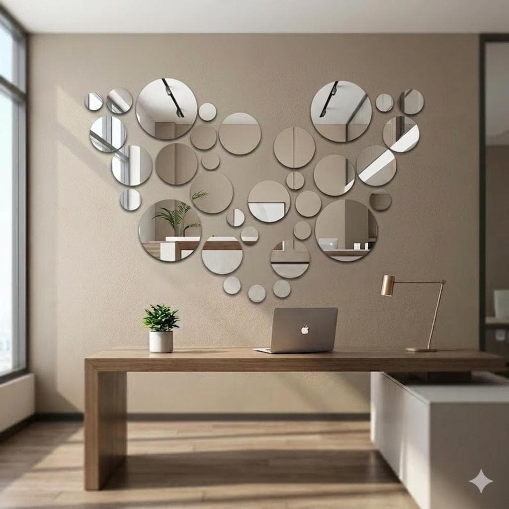 20pcs 3D Acrylic Mirror Round Wall Stickers – Modern Geometric Decor (20 Pieces)