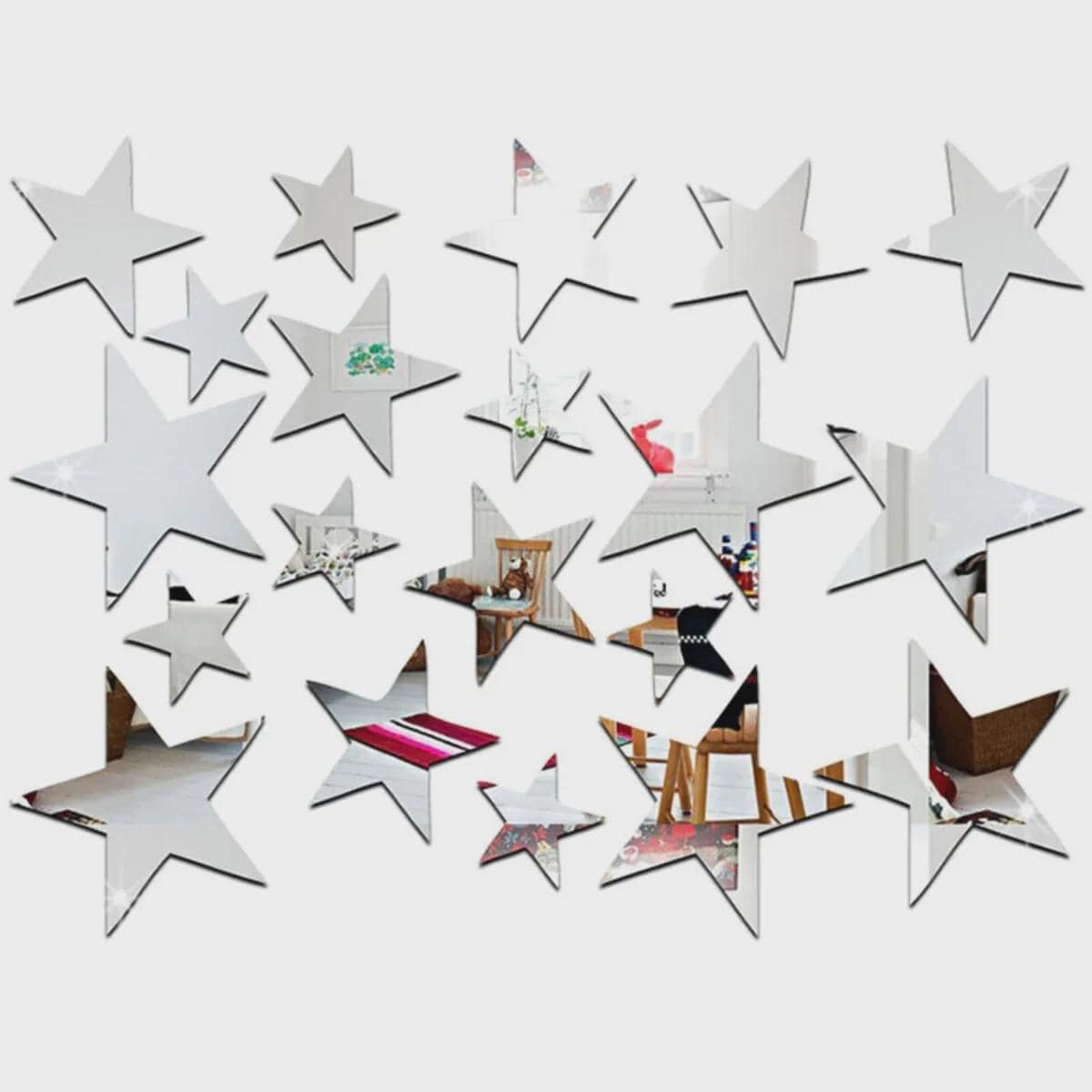 20pcs 3D Mirror Star Wall Stickers, Acrylic Self-Adhesive Decals, Bedroom Nursery Decor