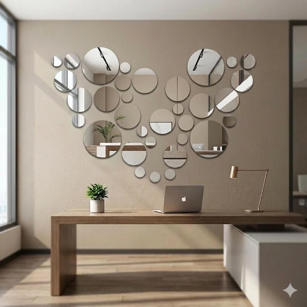 20pcs 3D Acrylic Mirror Round Wall Stickers – Modern Geometric Decor (20 Pieces) - image 4