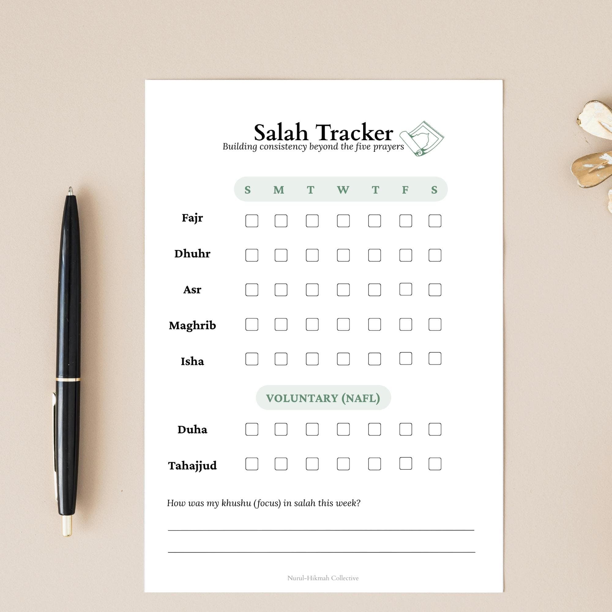 Salah Tracker Printable PDF, Muslim Worship, Islamic Planner Page, Muslim Prayer Log, Daily Salah & Nafl Tracker, Ibadah, Duha, Tahajjud - image 5