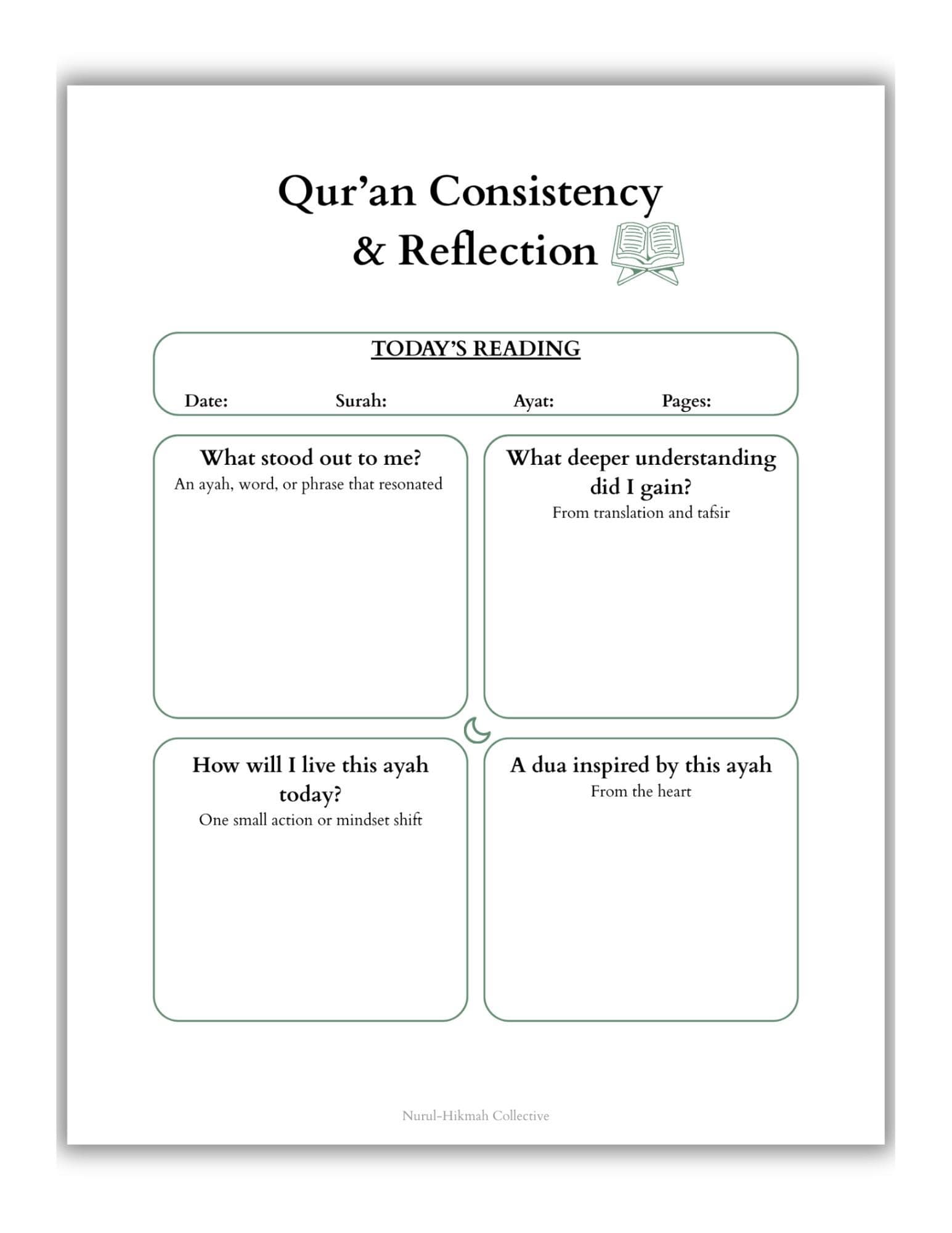 Daily Ibadah Planner Printable PDF, Salah Tracker, Quran Reflection, Intention page, Islamic Worship Routine Bundle, Muslim Planner, Prayer - image 5