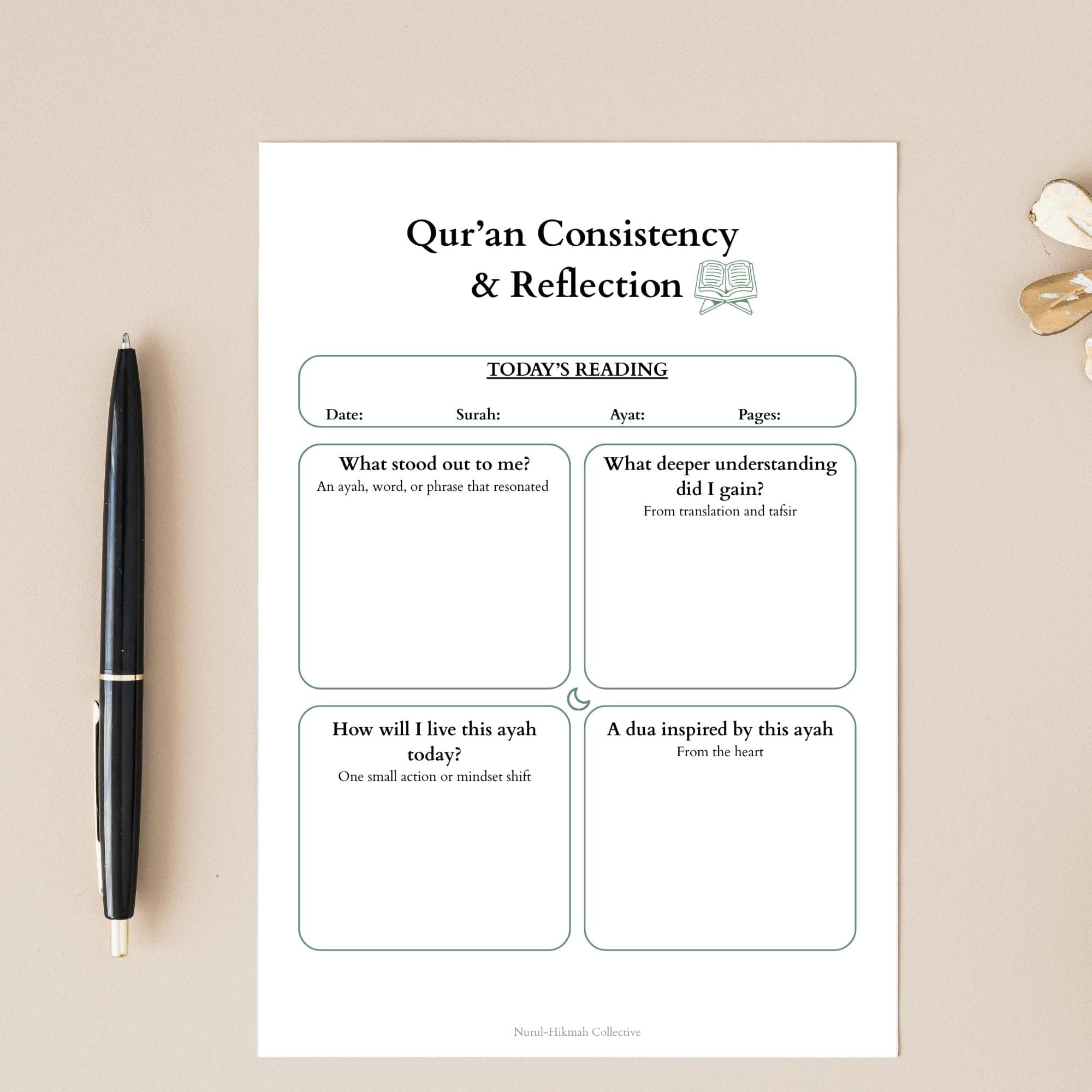 Quran Reflection Printable PDF, Islamic Journal Page, Muslim Planner Page, Quran Study Worksheet, Tafsir Reflection, Ayat Tracker, Ibadah - image 5