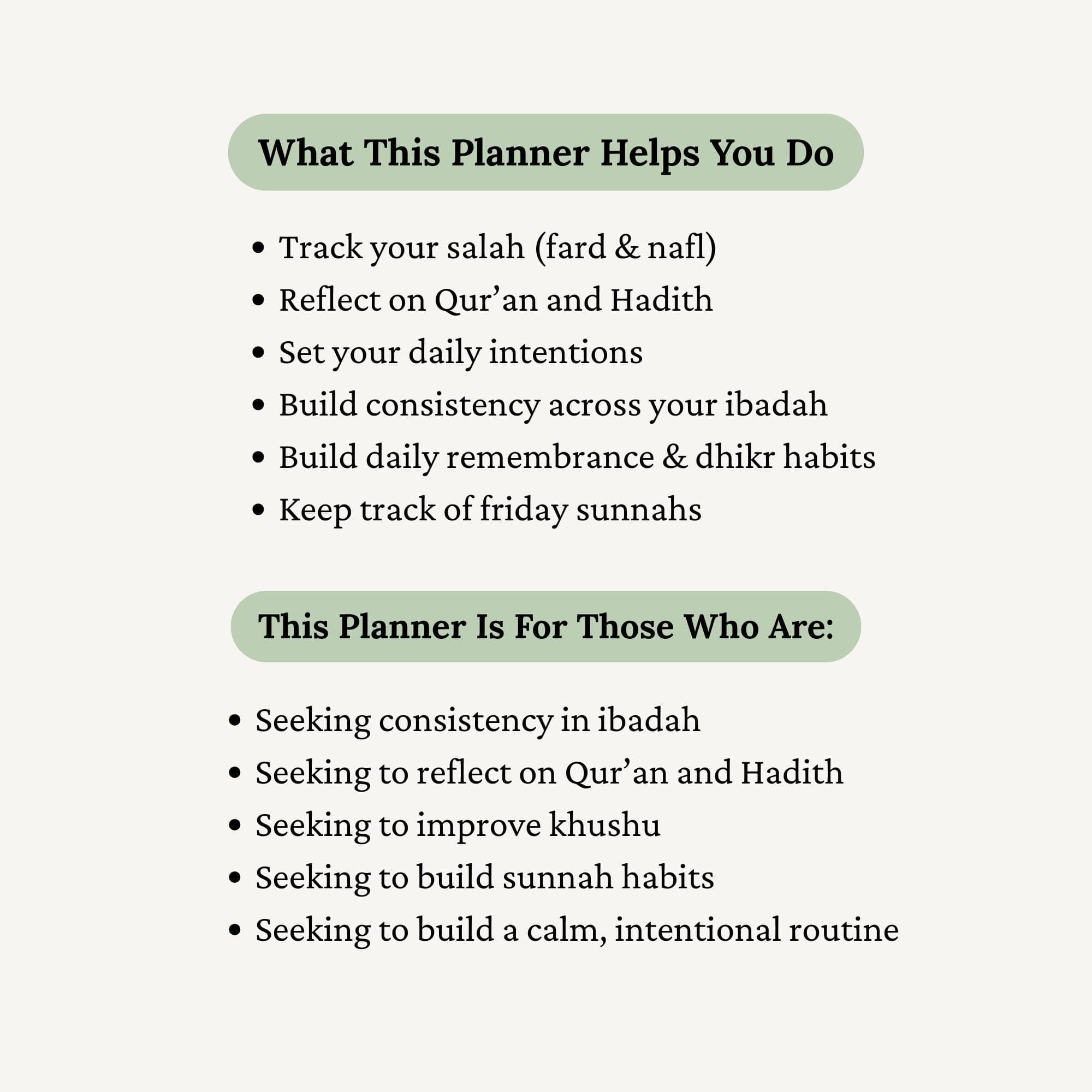 Islamic Planner Printable, Ibadah Tracker, Muslim Daily Worship Planner PDF, Salah Tracker, Quran Reflection Journal, Ramadan Planner - image 4