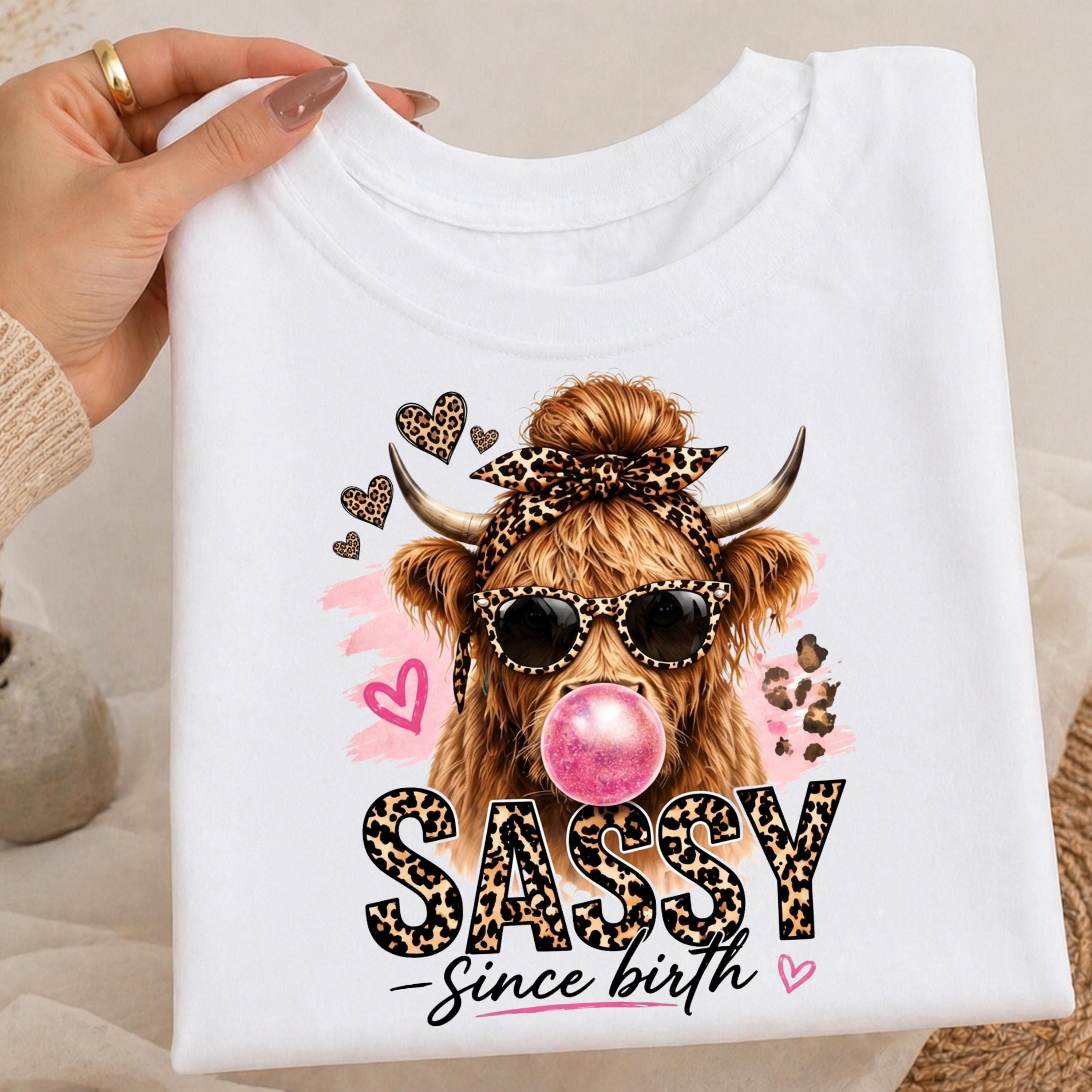 Sassy Highland Cow PNG, Leopard Sunglasses, Western Girl Sublimation Design (Digital Download) - image 3