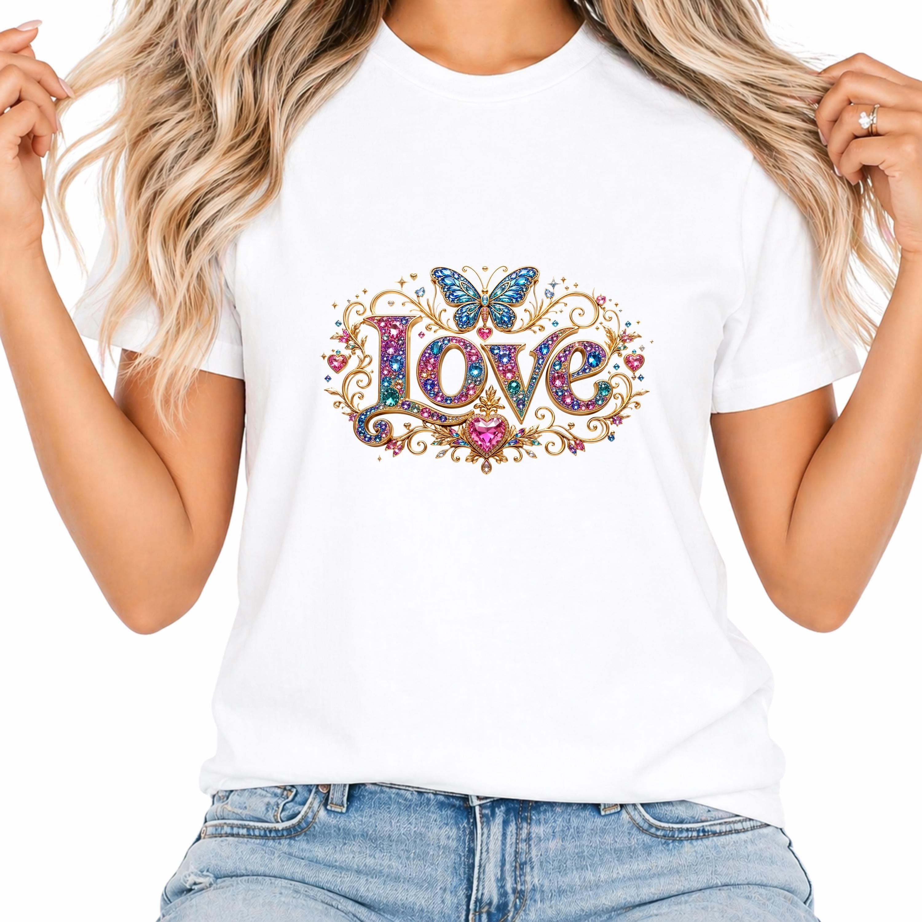 Love PNG Rhinestone Design for T Shirt, Valentine Shirt, Sublimation Download - image 5