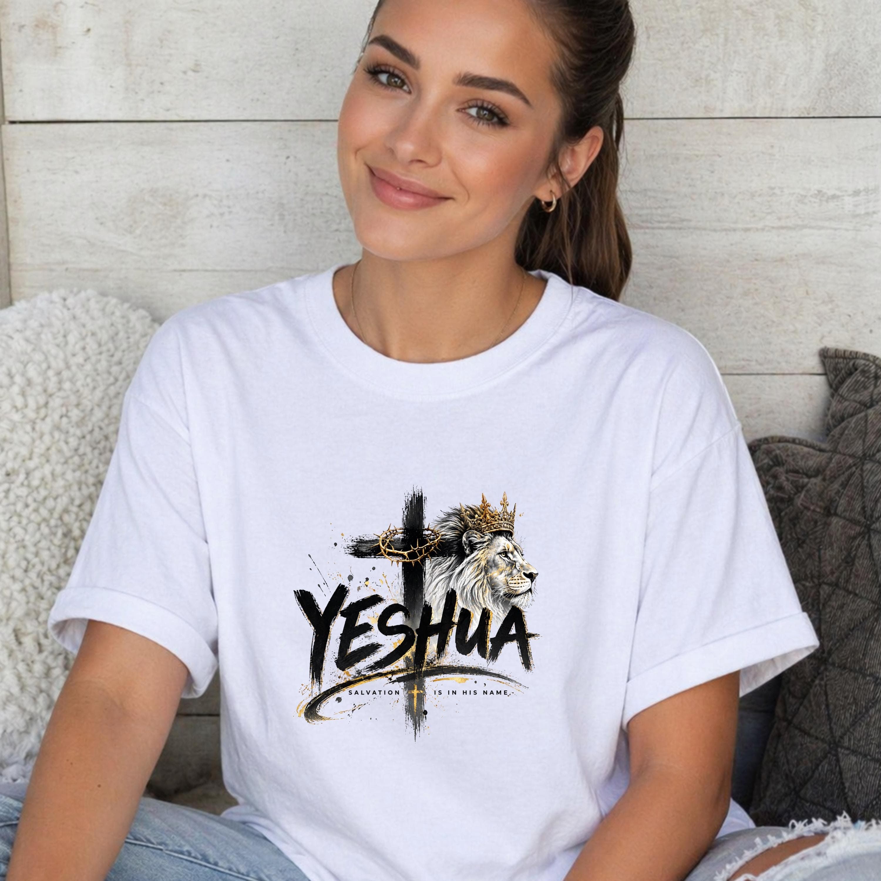 Yeshua Lion Cross PNG Design, Boho Chic Christian Art (Digital Download) - image 5