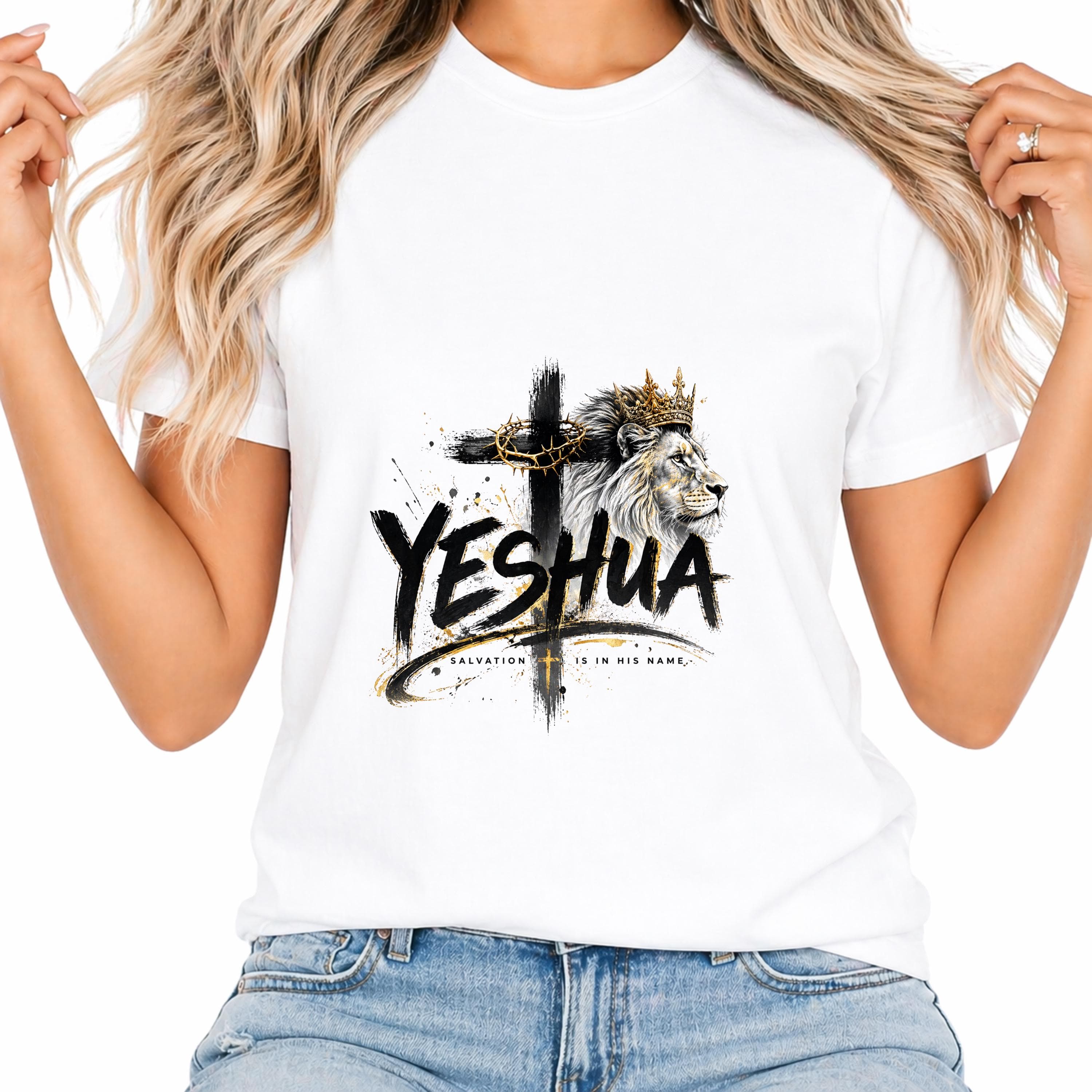 Yeshua Lion Cross PNG Design, Boho Chic Christian Art (Digital Download) - image 3