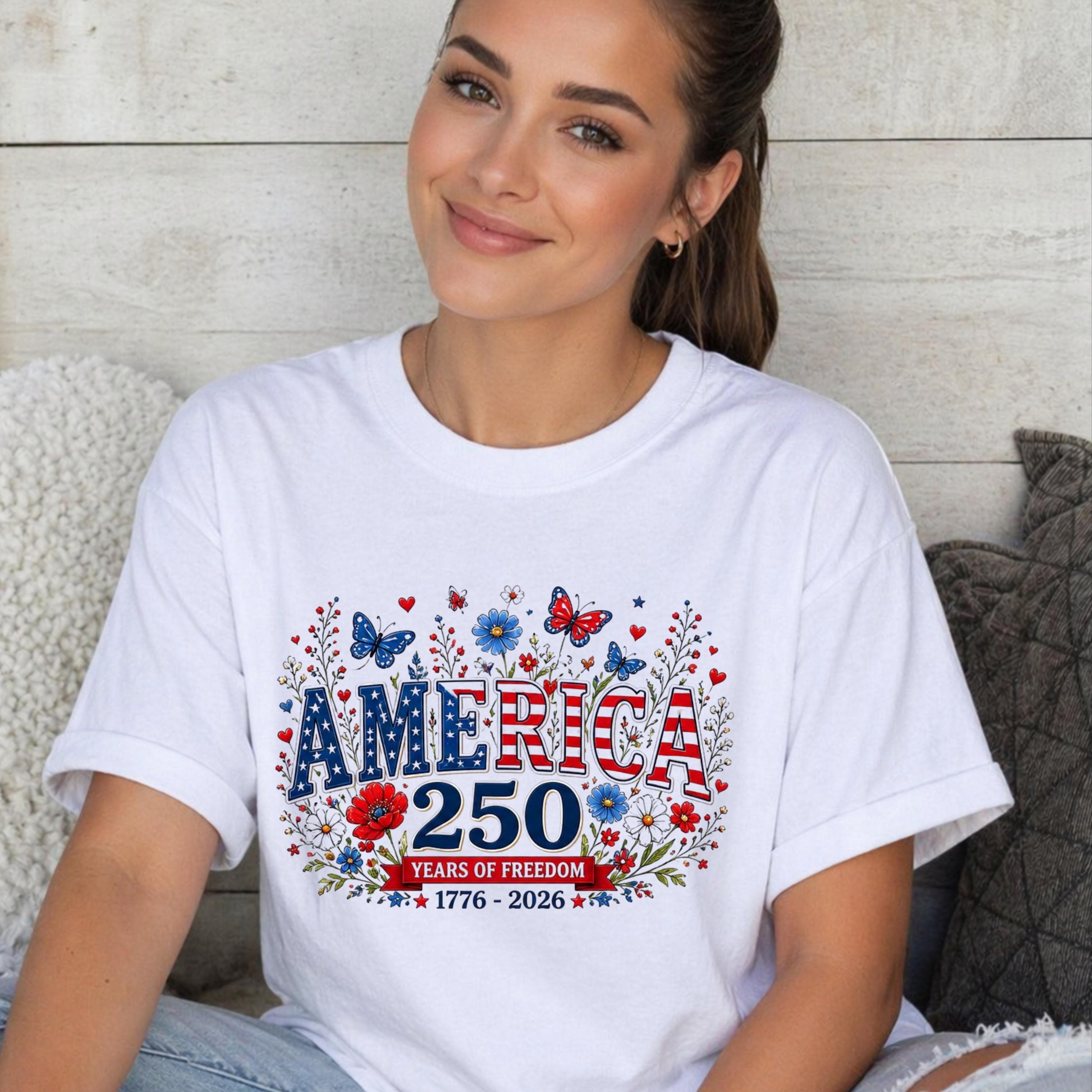USA 250th Anniversary Floral Patriotic Design PNG July 4th, 2026 - image 5