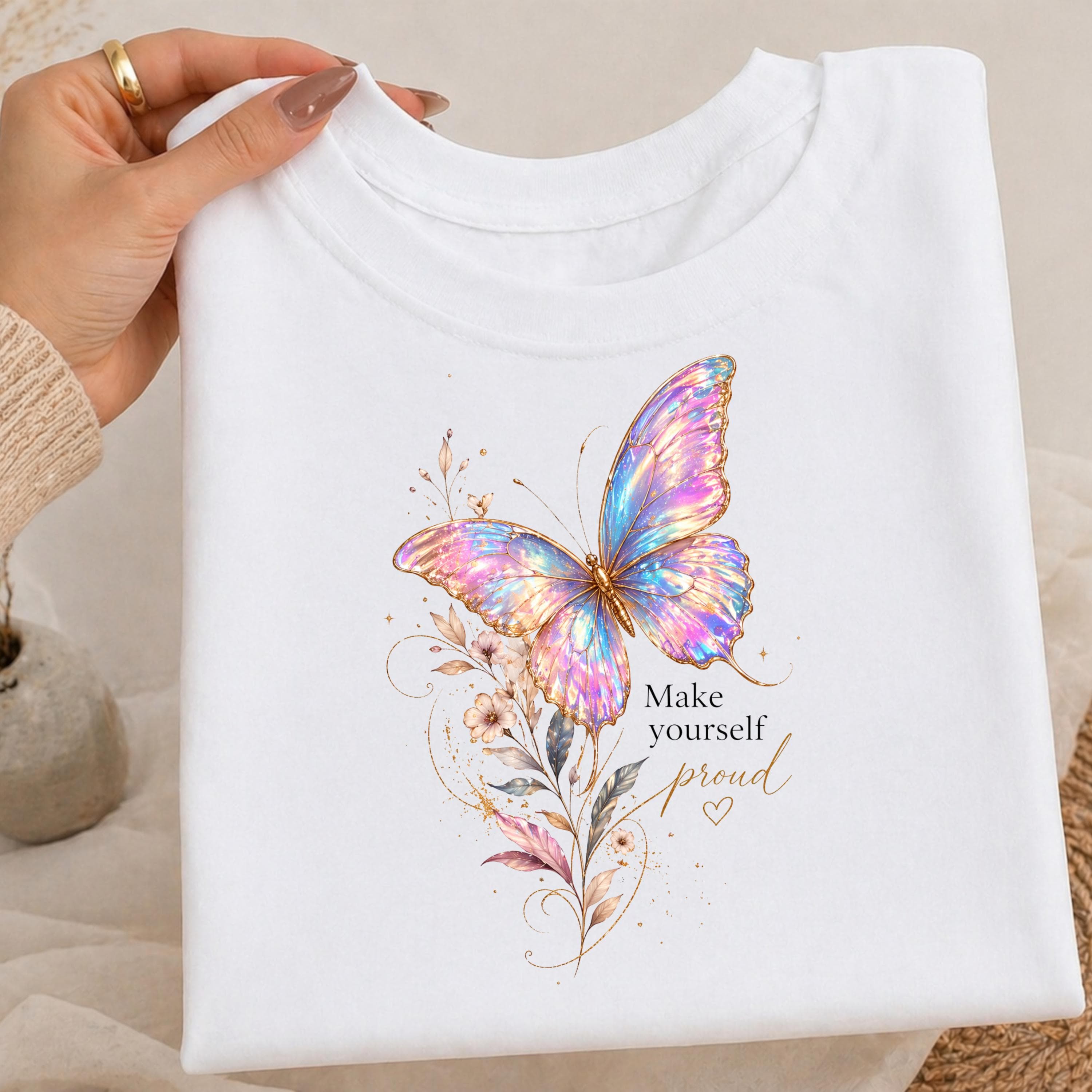 Design Iridescent Butterfly PNG: Make Yourself Proud Inspirational Art (Digital Download) t-shirt