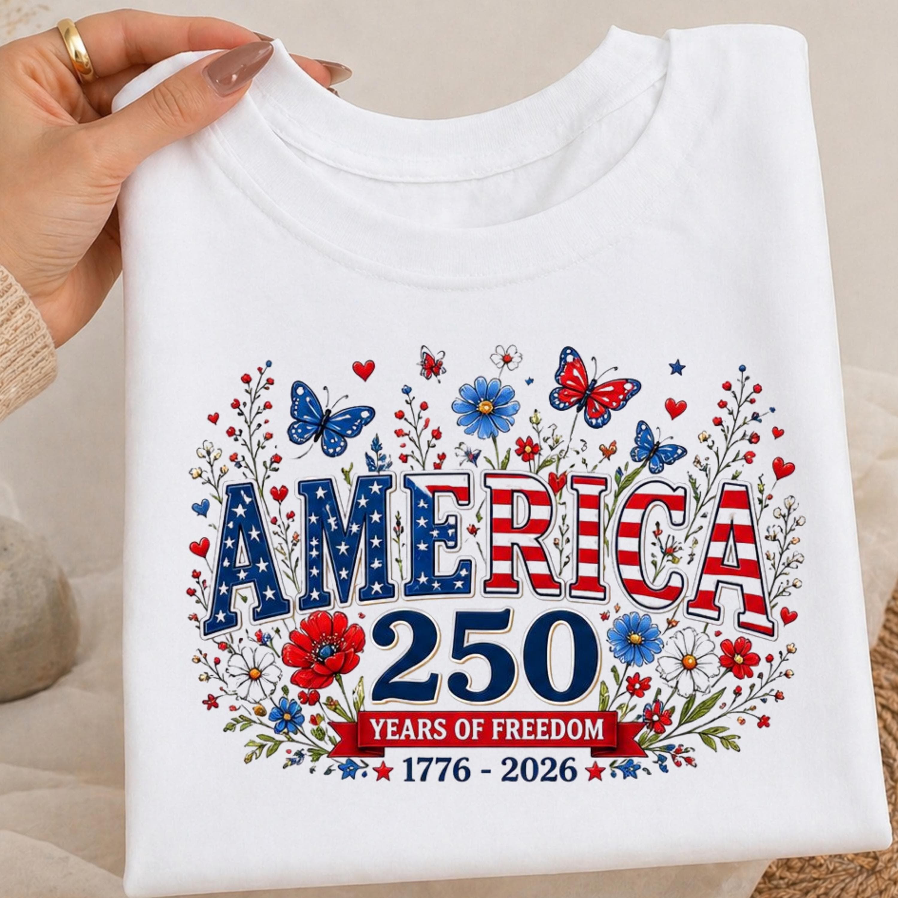 USA 250th Anniversary Floral Patriotic Design PNG July 4th, 2026 - image 4