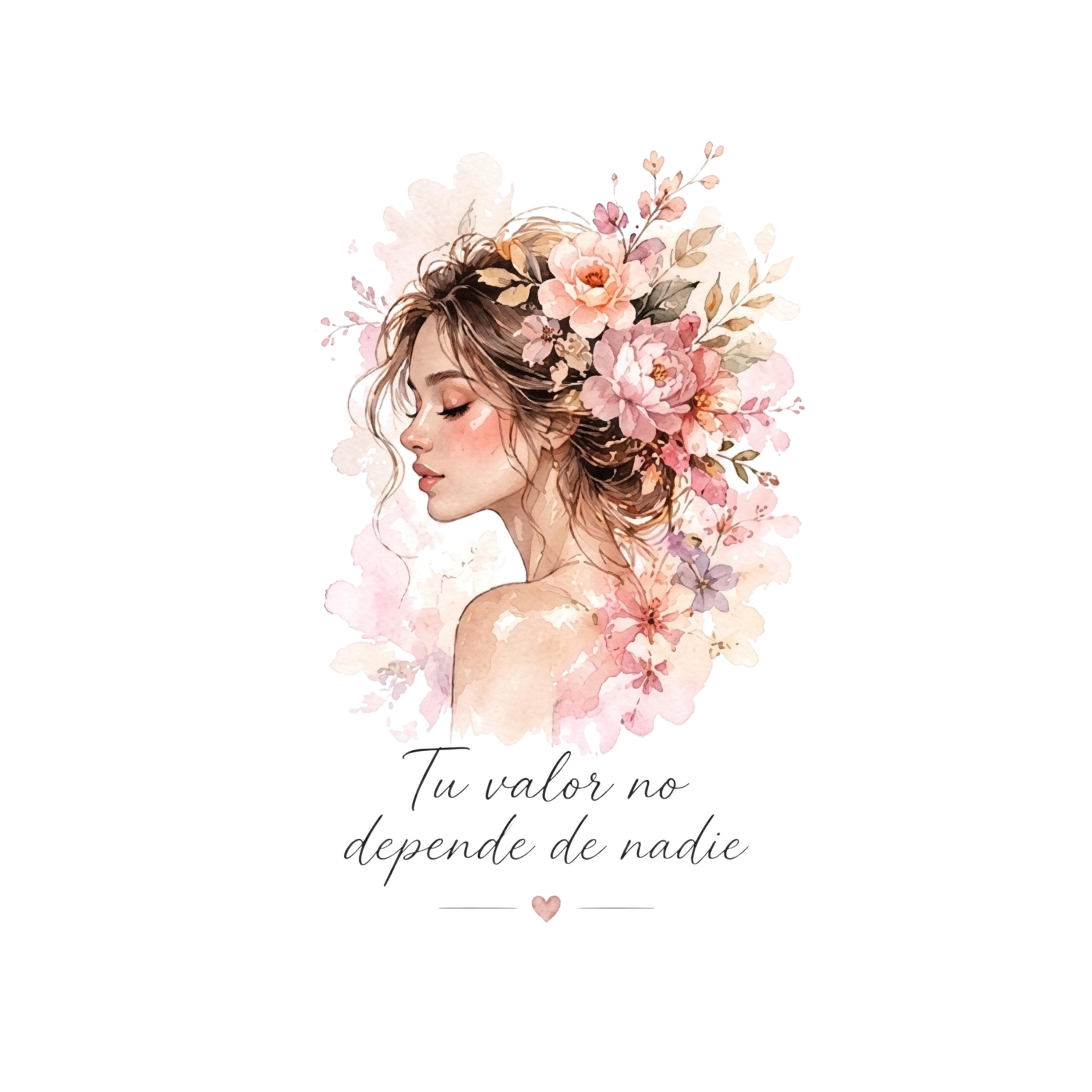 Design 10 Boho Girl Clipart Bundle – Floral Inspirational Quotes in Spanish (Digital Download) - image 5