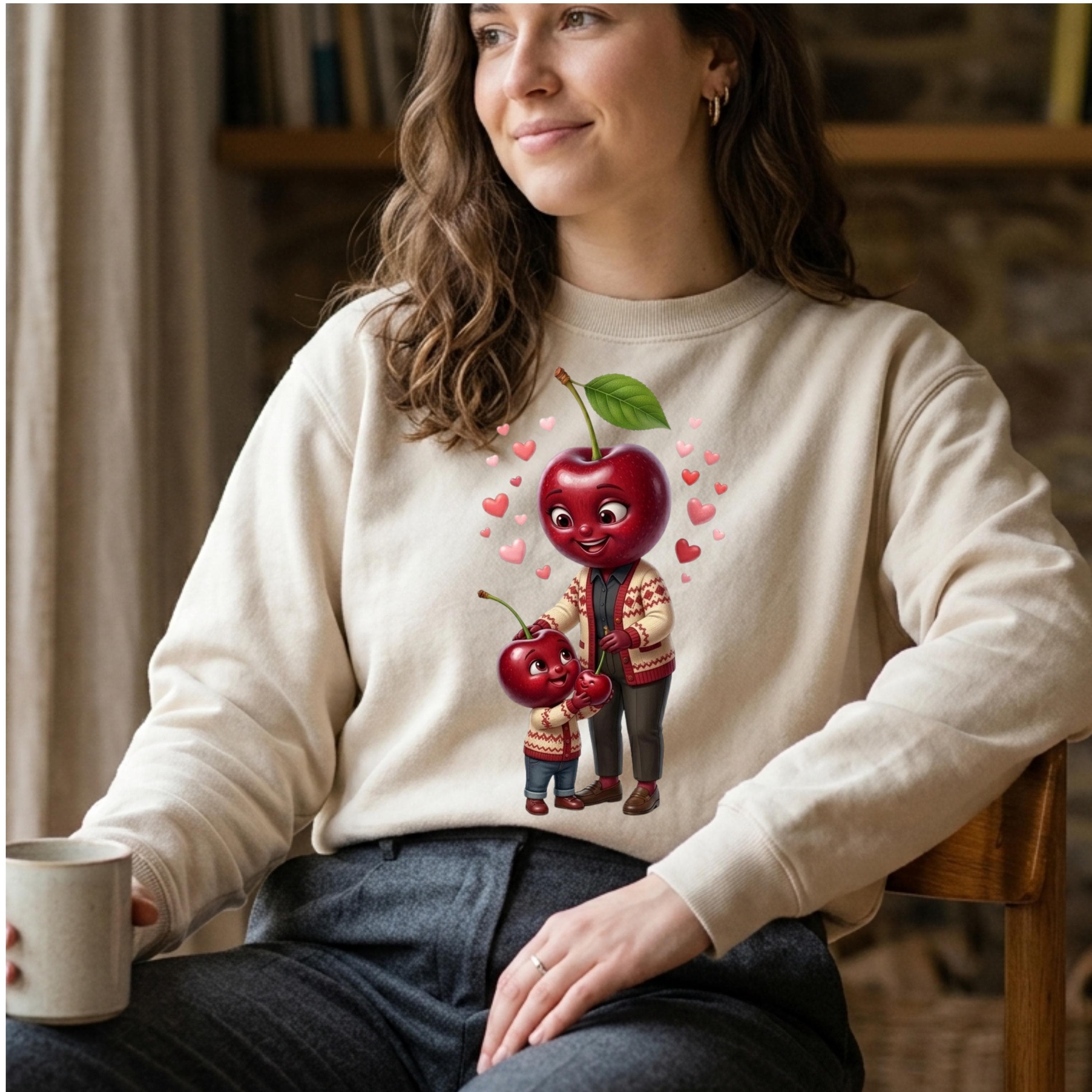 Cherry Mom and Baby PNG, Kawaii Fruit Family Sublimation Design (Digital Download) - image 3