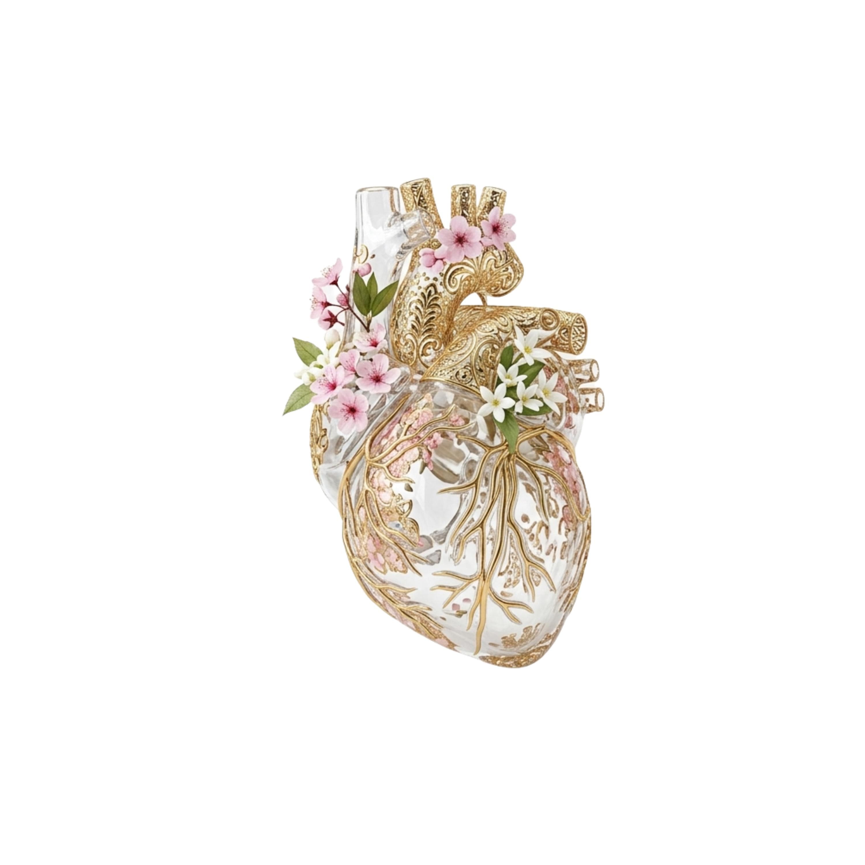 20 Design Anatomical Heart PNG Bundle, Gothic Heart Clipart, Transparent floral Download - image 4