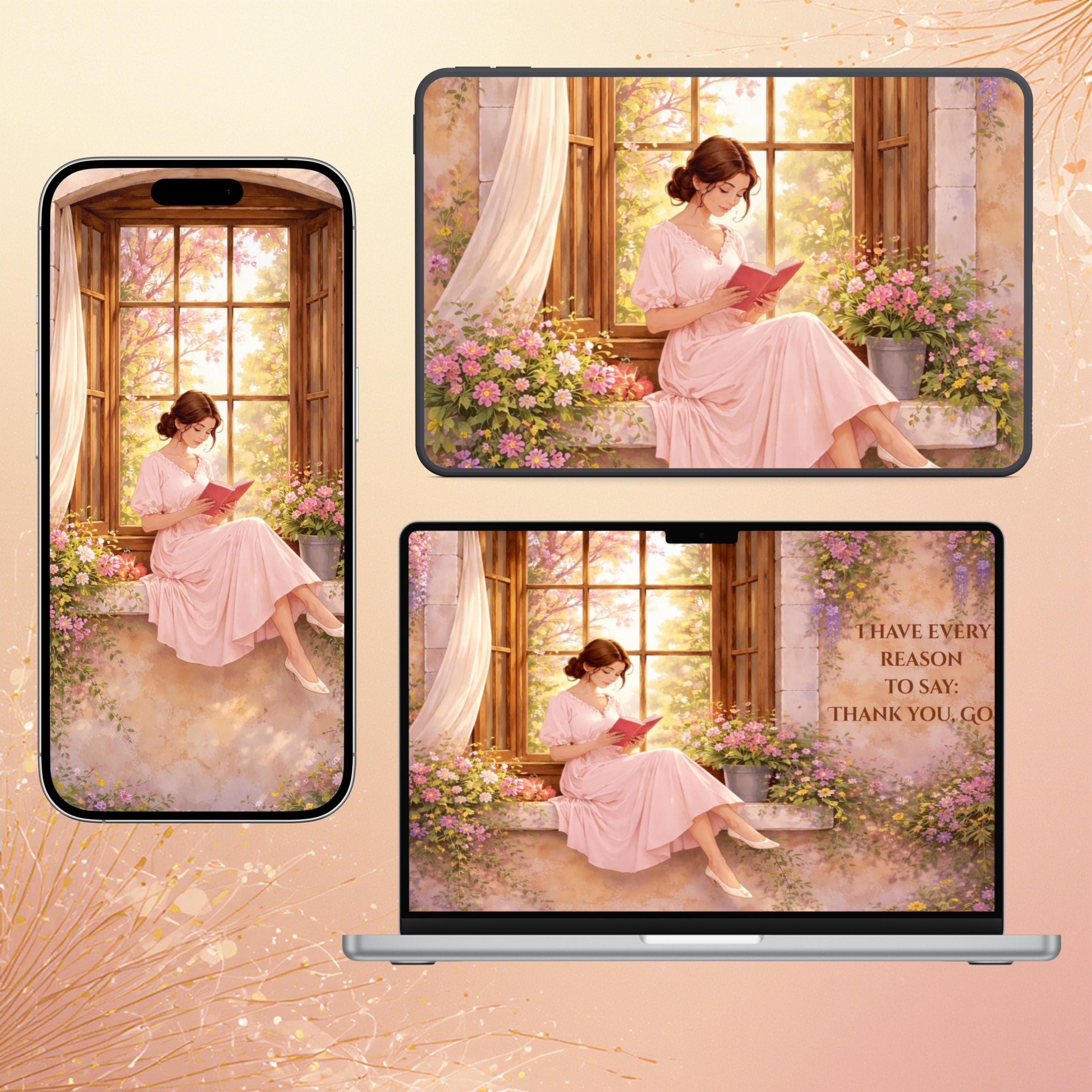 Design Cozy Reader Animated Wallpaper Bundle Phone, Tablet, Desktop Digital Download - image 5