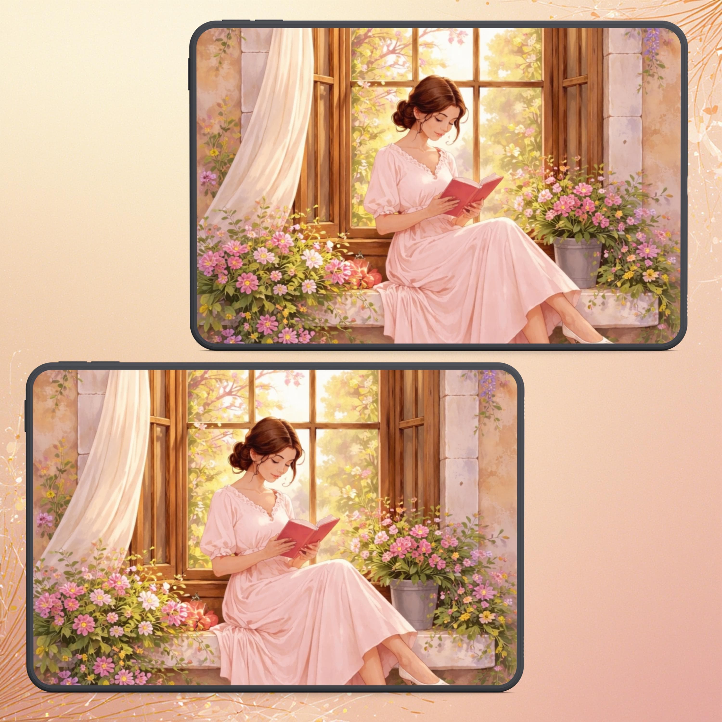 Design Cozy Reader Animated Wallpaper Bundle Phone, Tablet, Desktop Digital Download - image 4