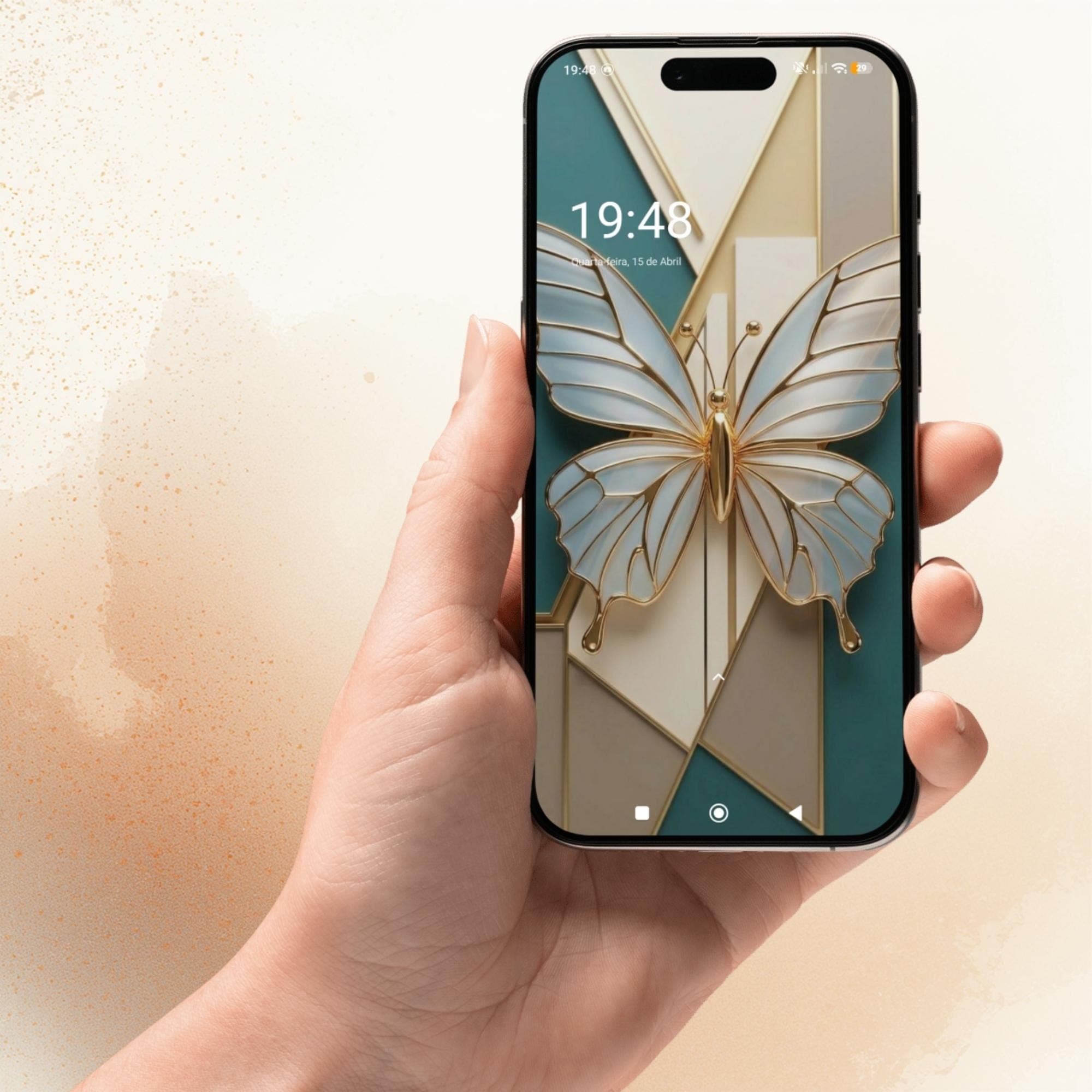 Golden Butterfly Phone Wallpaper, Elegant Feminine Design, Luxury Digital Download - image 5