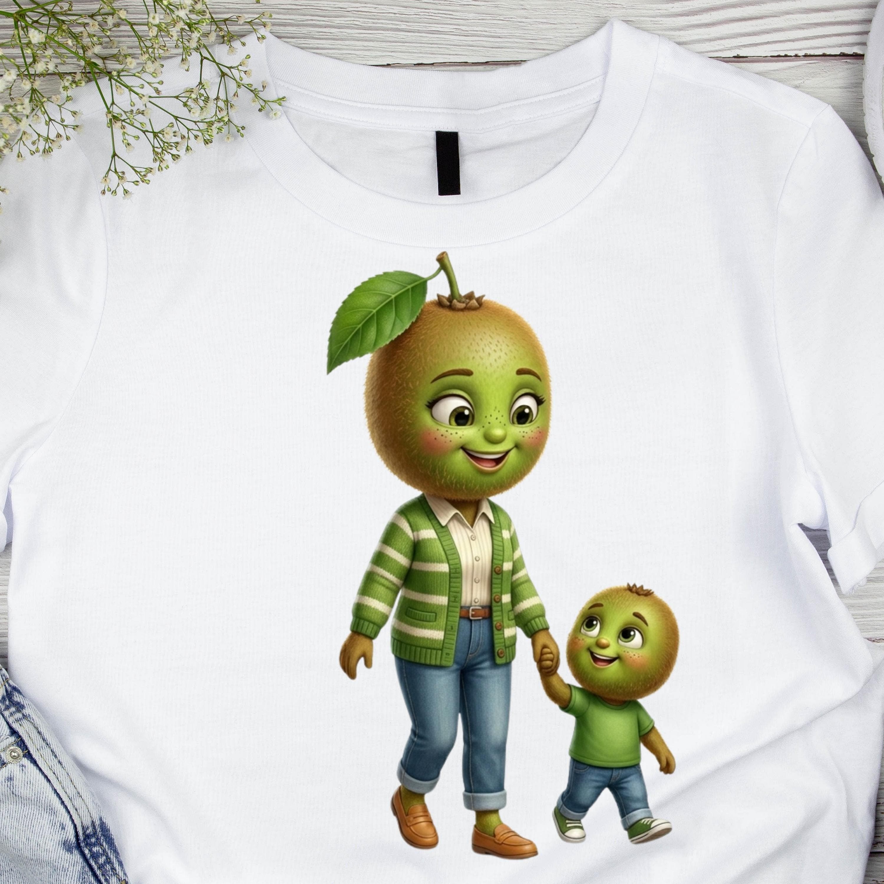 Kiwi Mom and Baby PNG, Kawaii Fruit Family Sublimation Design (Digital Download) - image 4