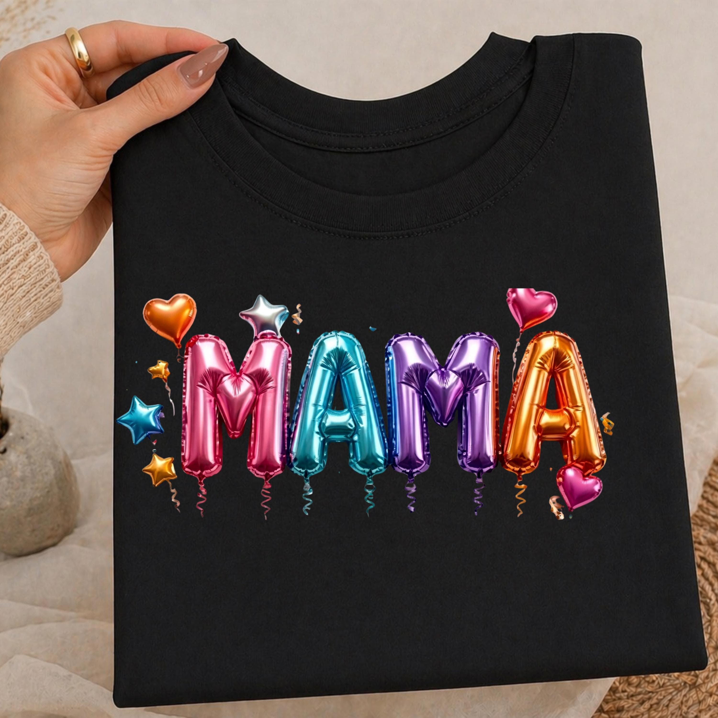 Design Mama Balloon PNG 3D | Colorful Foil Letters, Hearts, Stars (Digital Download) - image 3