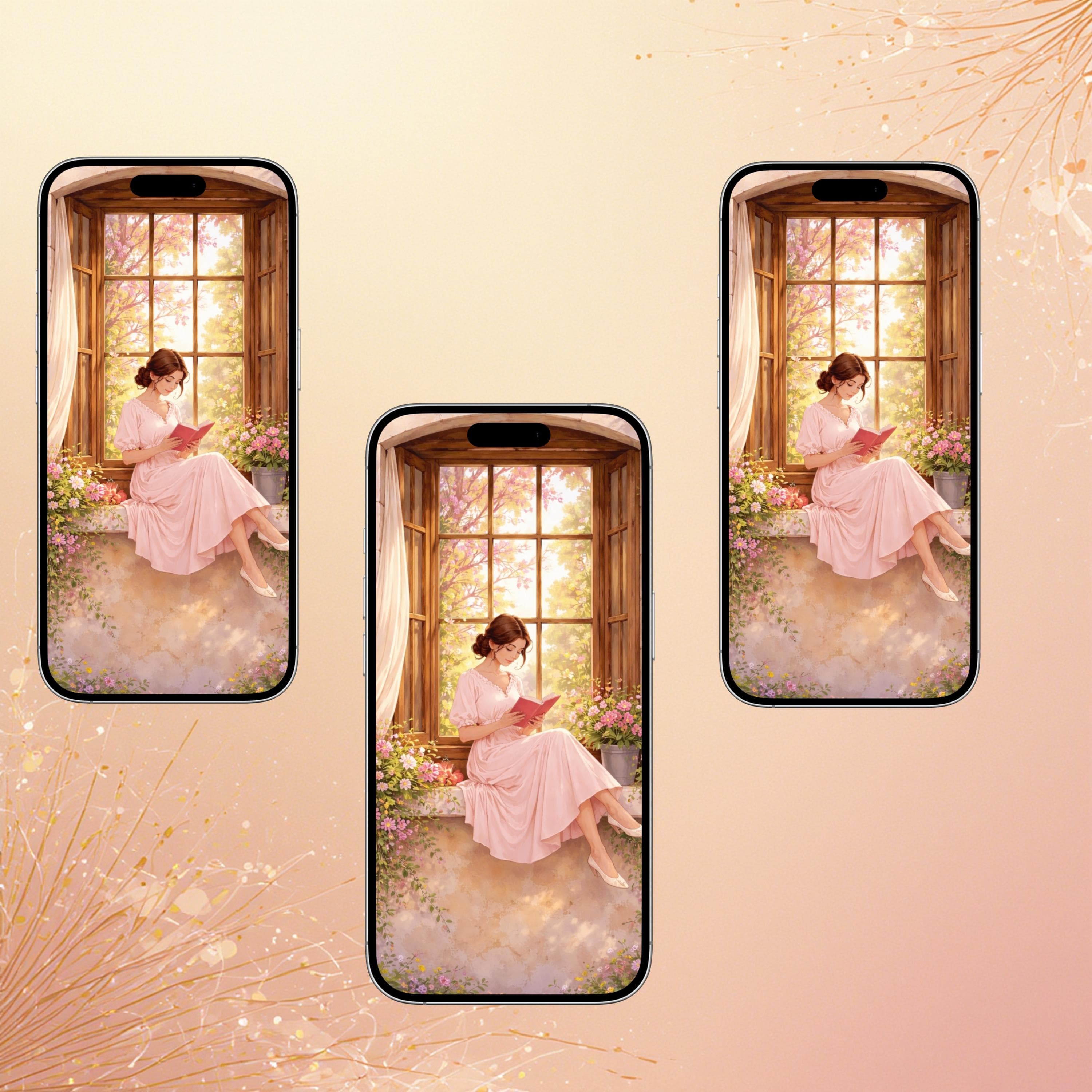 Design Cozy Reader Animated Wallpaper Bundle Phone, Tablet, Desktop Digital Download - image 3