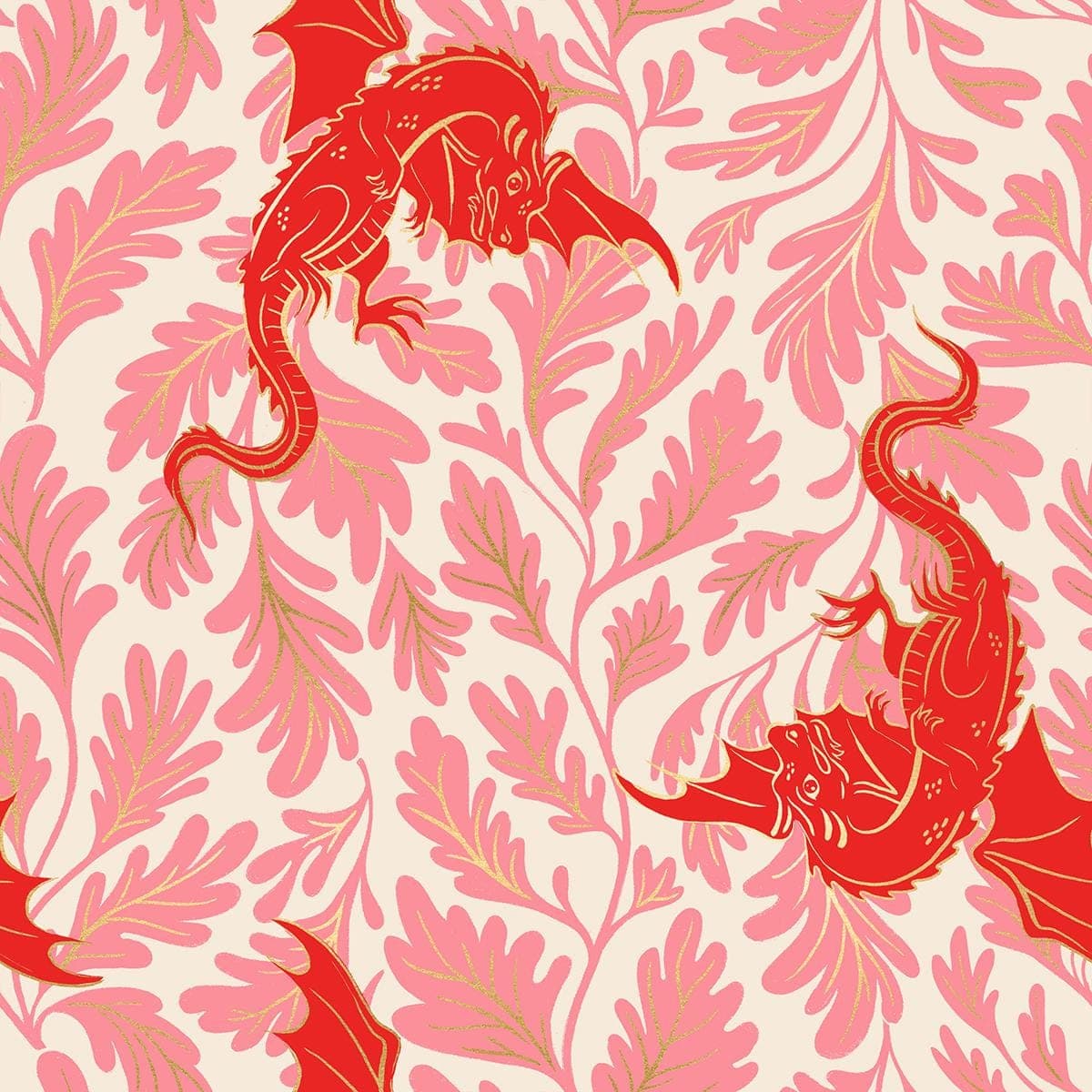 PREORDER Fireglow Etched Dragon Lair Metallic Dark Ruby RS2132 12M by Sarah Watts for Ruby Star Society-Moda- 1/2 Yard