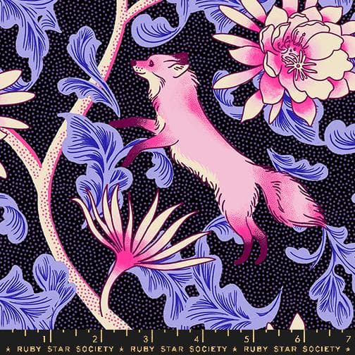 Glow Garden Fox Bloom Black RS2112 13 for Ruby Star Society-Moda- 1/2 Yard