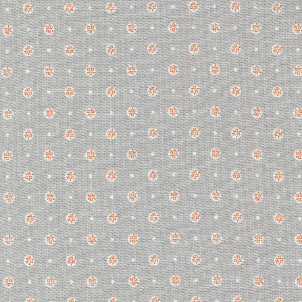 Peachy Keen Posy Polka Grey 29174 12 by Corey Yoder- Moda- 1 yard