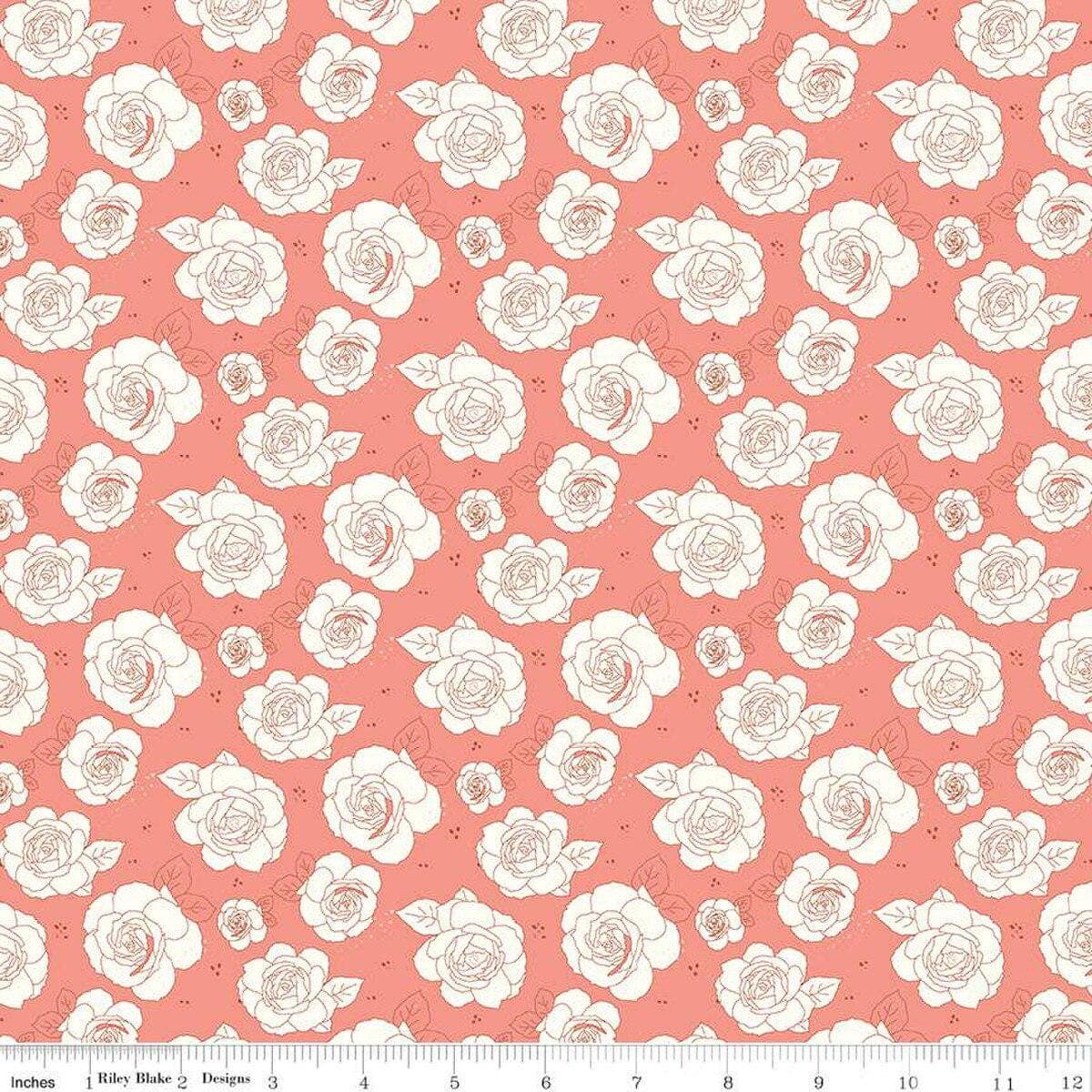 Sunsetridge Roses C15731-SALMON by Minki Kim for Riley Blake Designs- 1/2 Yard