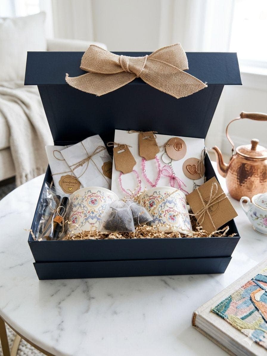 Sister Friend Gift Box: Matching Mugs, Bracelets, Keychains, Turkish Rose Tea - image 3