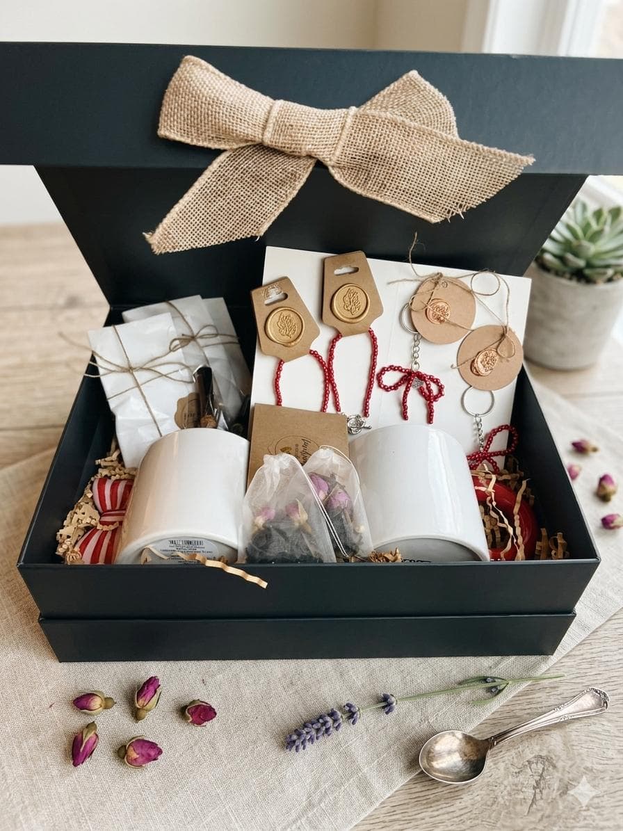 Matching Mugs, Bracelets, Keychains Gift Set for Friends – Rose Tea, Perfume Included - image 3