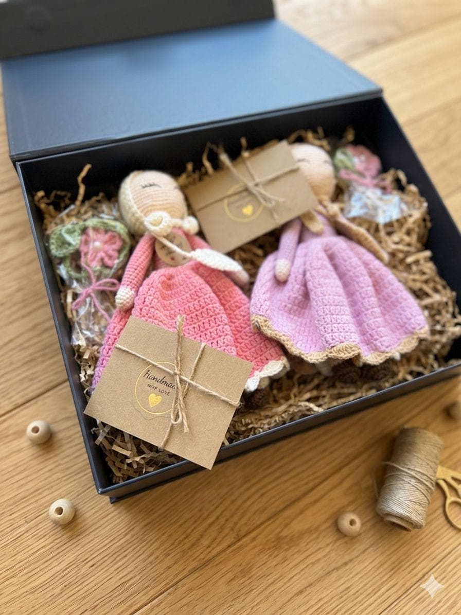 Handmade Crochet Muslim Dolls Twin Gift Set, Hijab Amigurumi Sisters, Eid Present - image 5