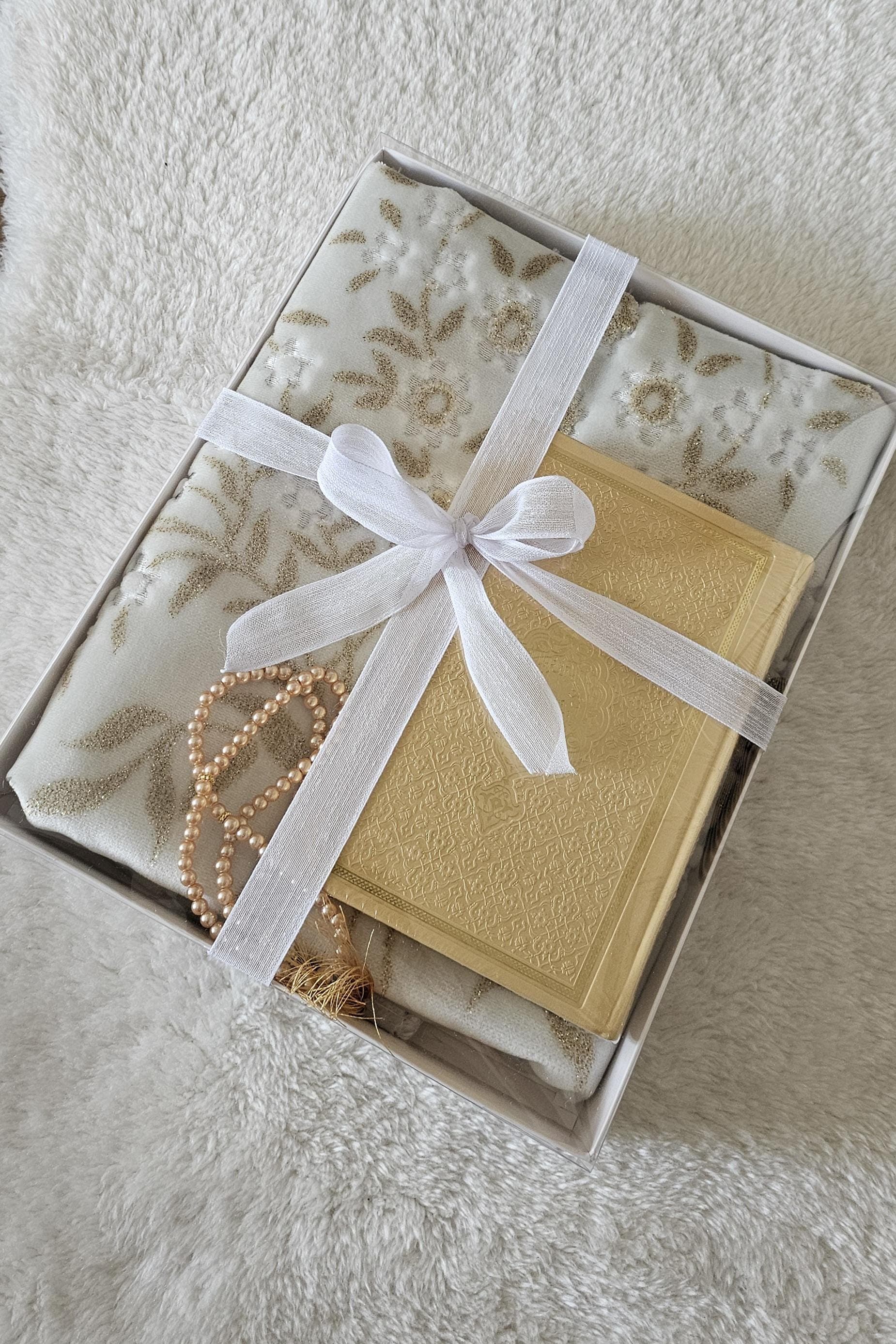 Personalized Prayer Rug Set: Quran, Tasbih, Islamic Gift