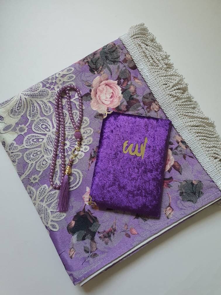 Personalised prayer mat, Customised prayer mat Personalized prayer rug, Customized prayer rug with Ramadan Eid Mubarak Umrah Hajj mushaf, Prayer rug with name, plain, velvet & single color, yaseen Isimli seccade, سجادة مع الاسم