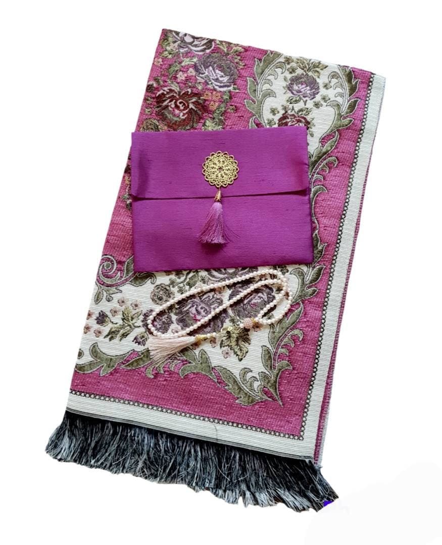 Islamic Prayer Mat Gift Set: Cotton Sejadah, Pearl Tashbih & Silky Case - image 5