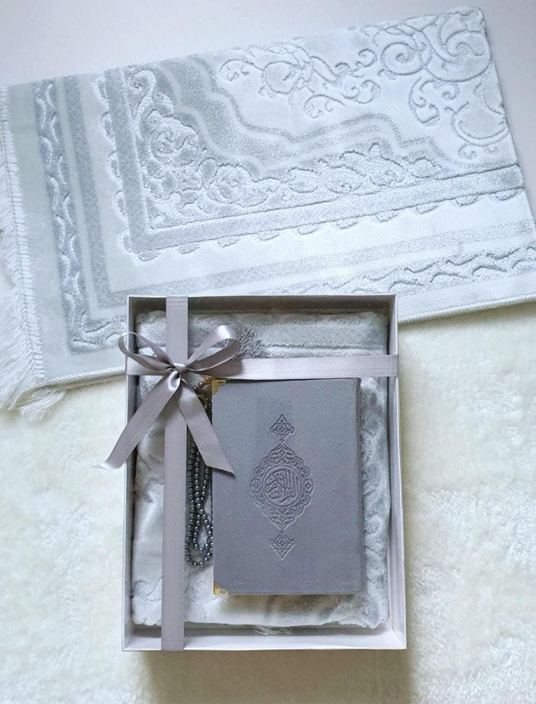 Personalized Islamic Gift Set: Quran, Prayer Rug Tasbeh