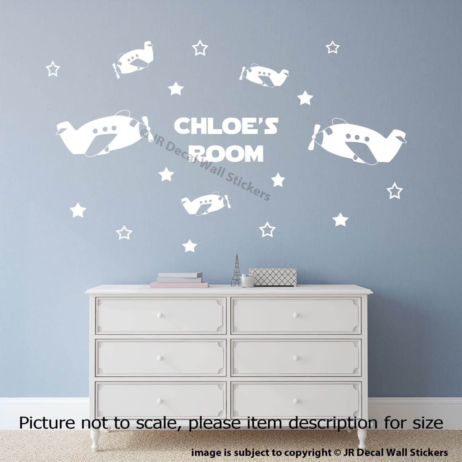 Personalized Airplane Wall Decal – Nursery Room Decor - image 3