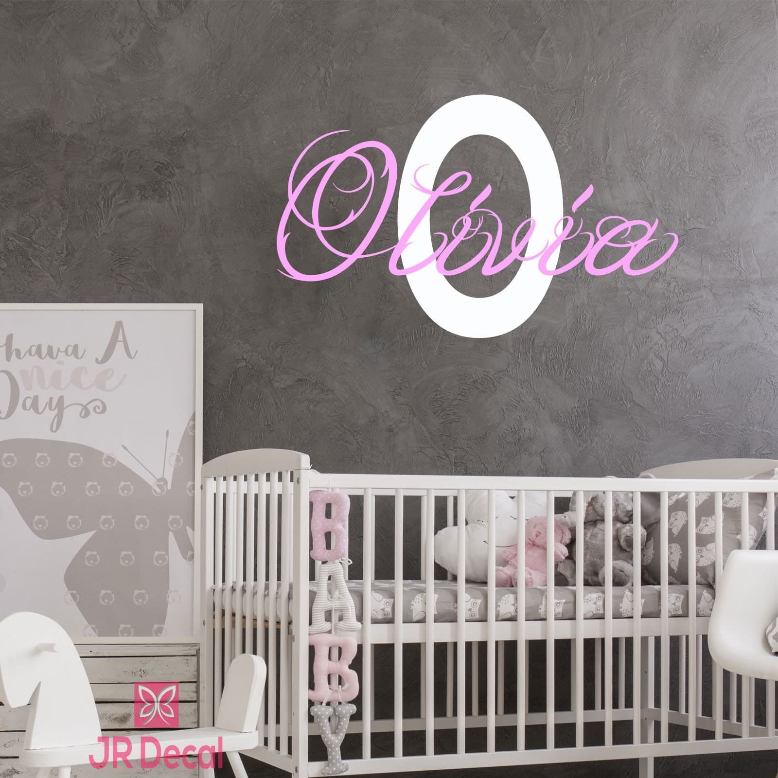 Personalized Name Wall Decal | Girls Nursery Decor, Monogram Initial