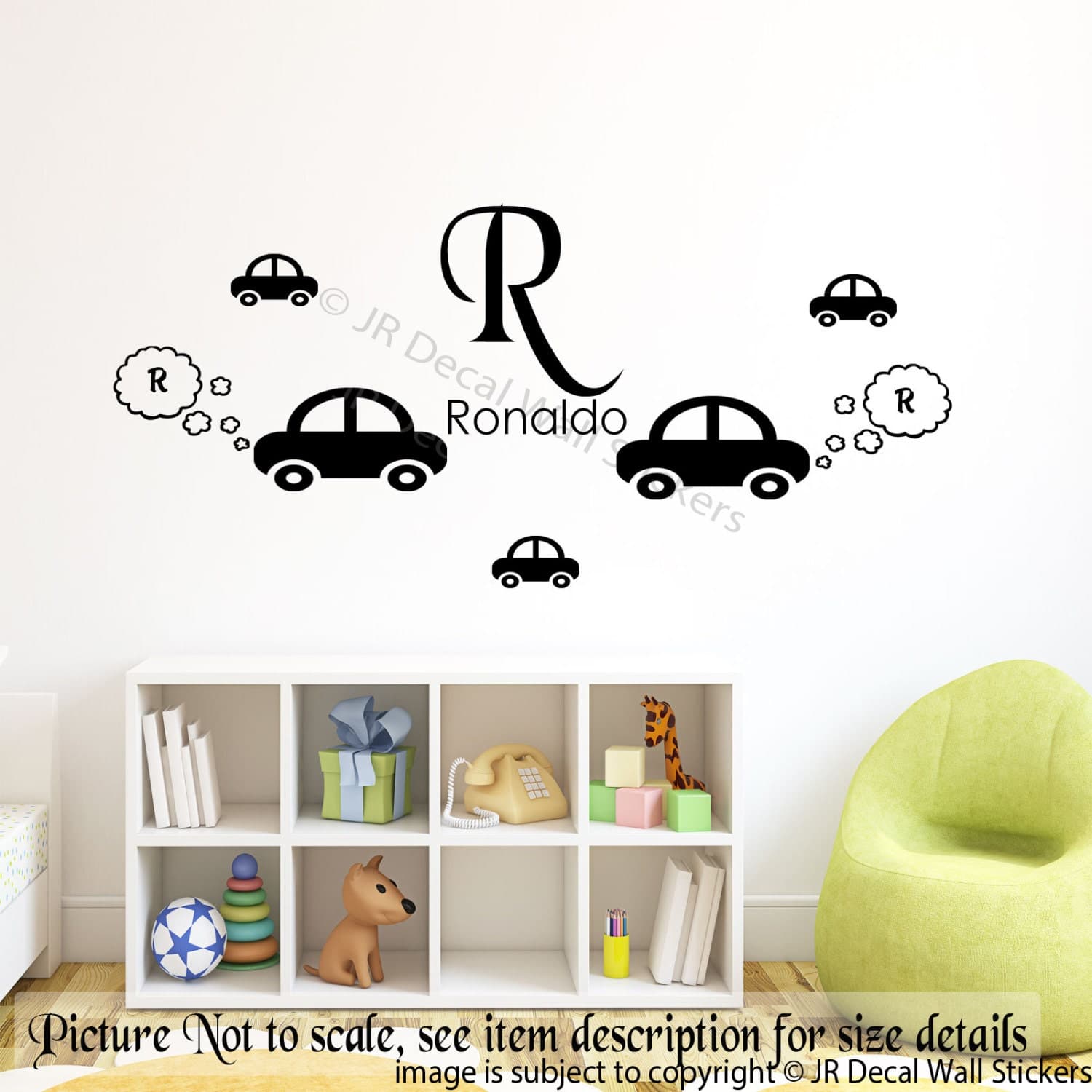 Car Wall decals Personalized Name Initial Removable Vinyl Sticker Boy's Room Decaor Art