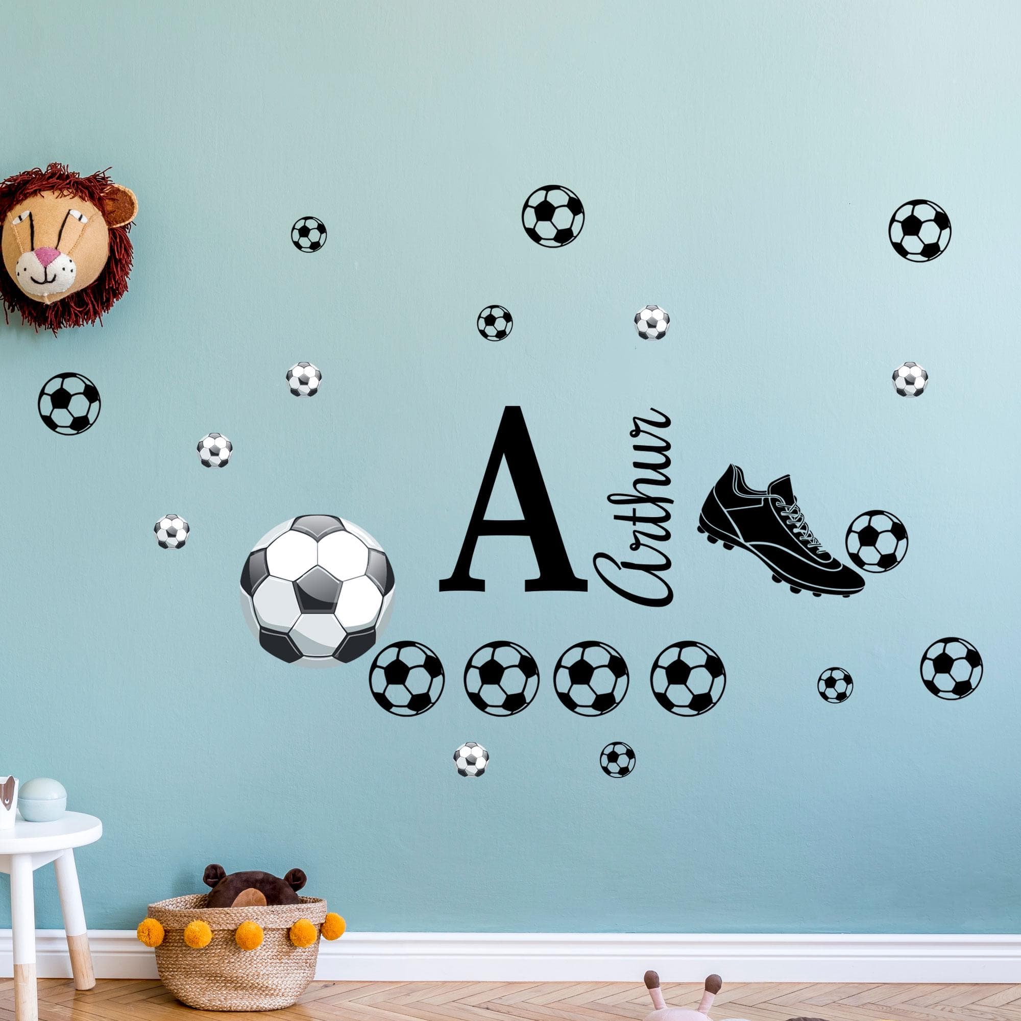 Custom Name Football Wall Decal with Boot Kids Vinyl Sticker Personalised Sports Room Decor