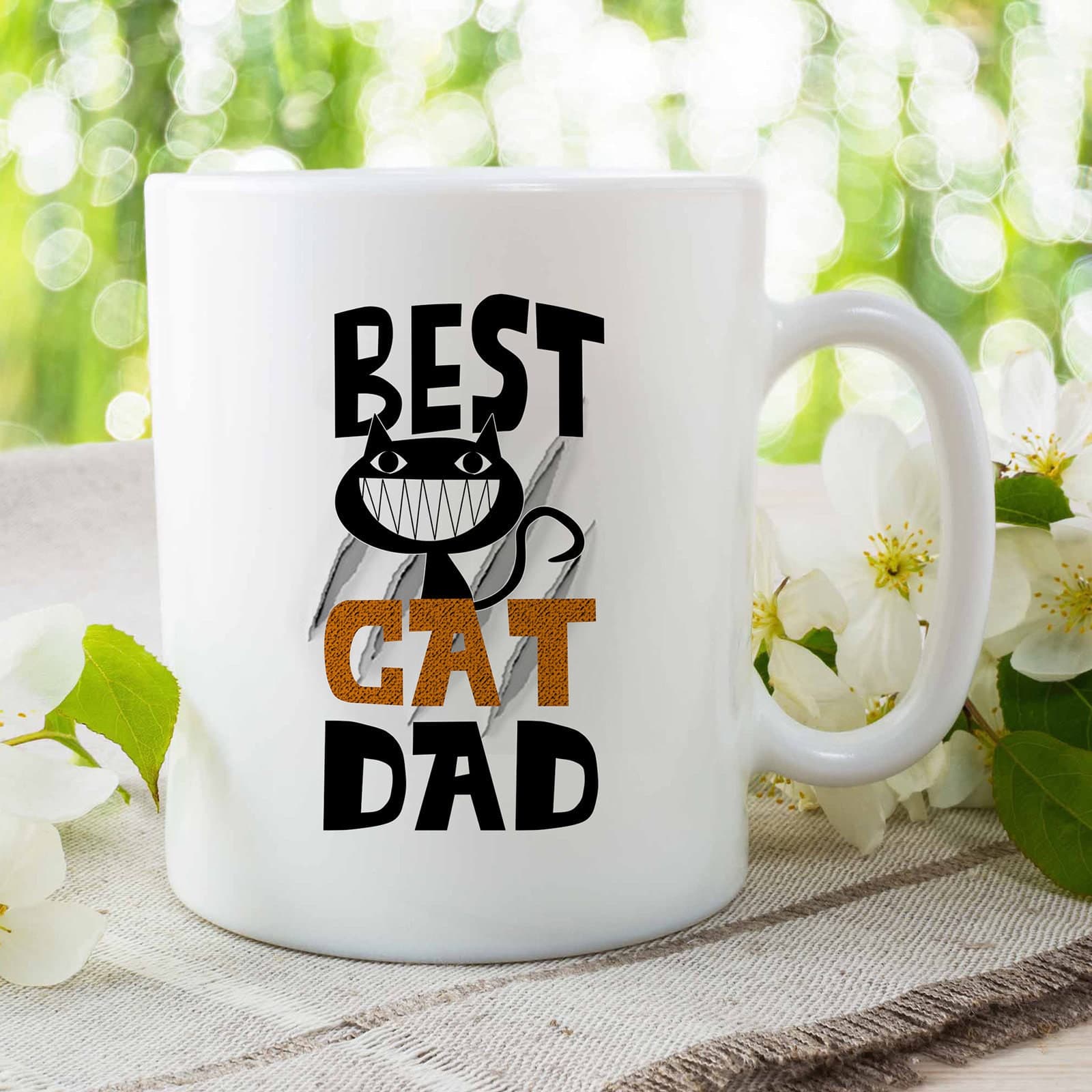 Best Cat Dad Mug – Printed Ceramic Coffee Cup