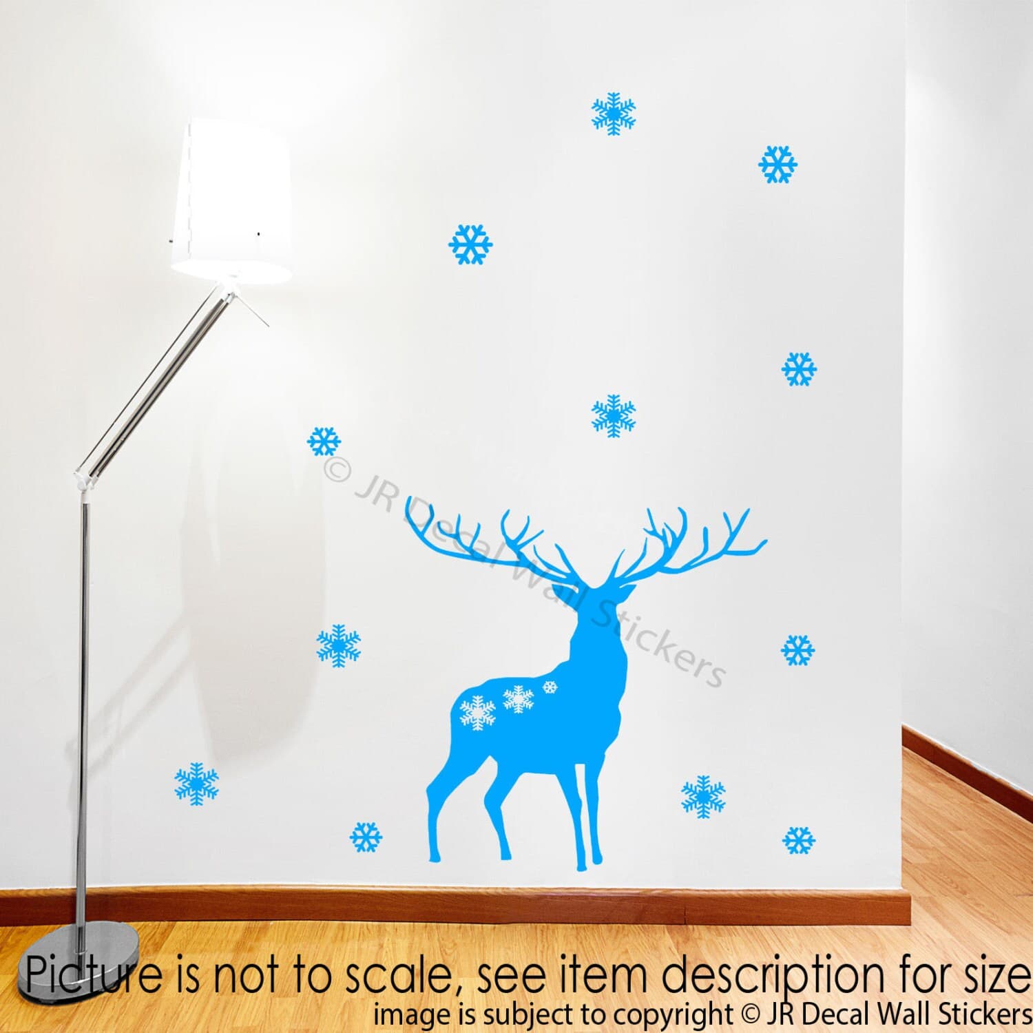 Merry Christmas Reindeer Wall Decal, Snowflake Window Clings - image 3