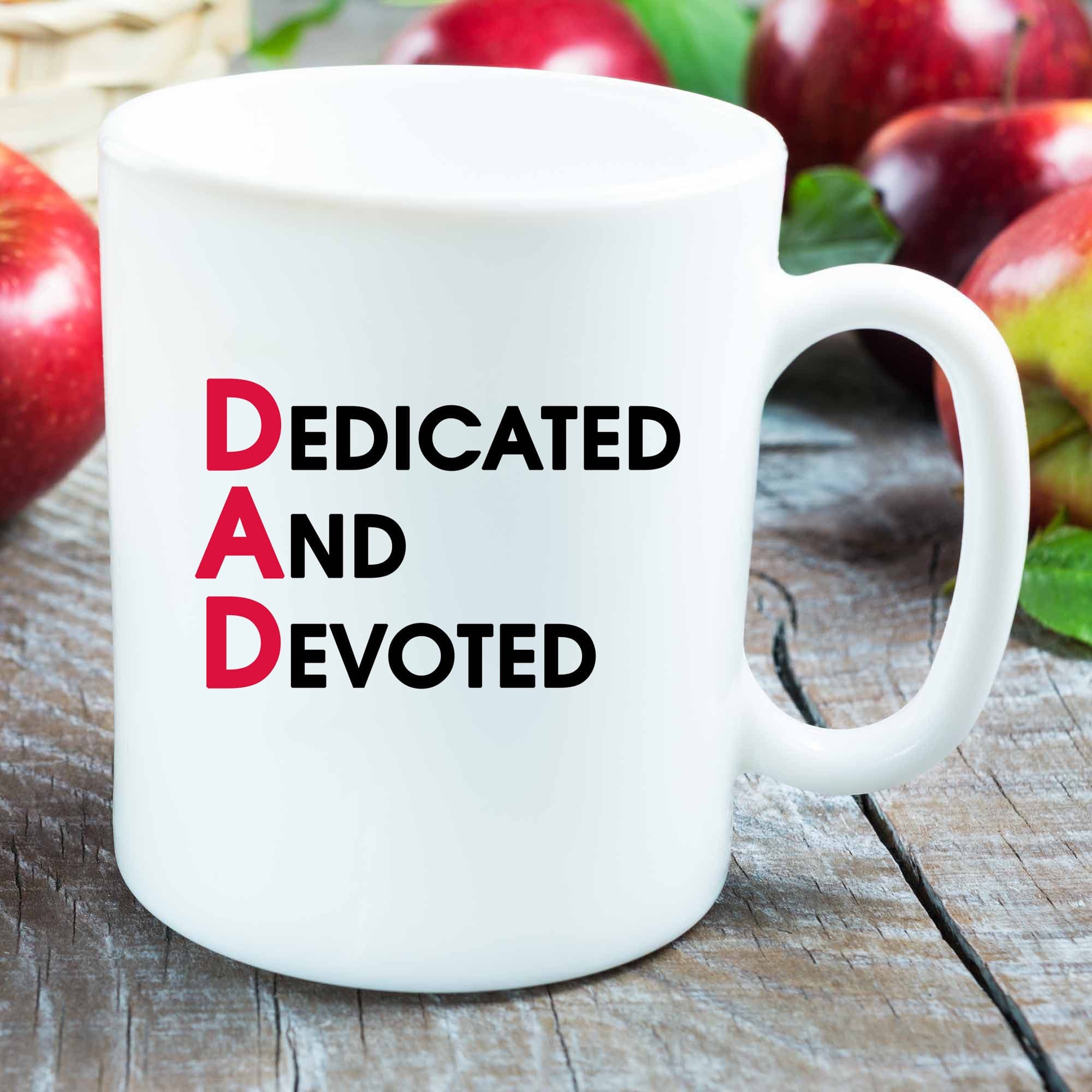 Dedicated Dad Coffee Mug – Father's Day Gift, Ceramic Tea Cup