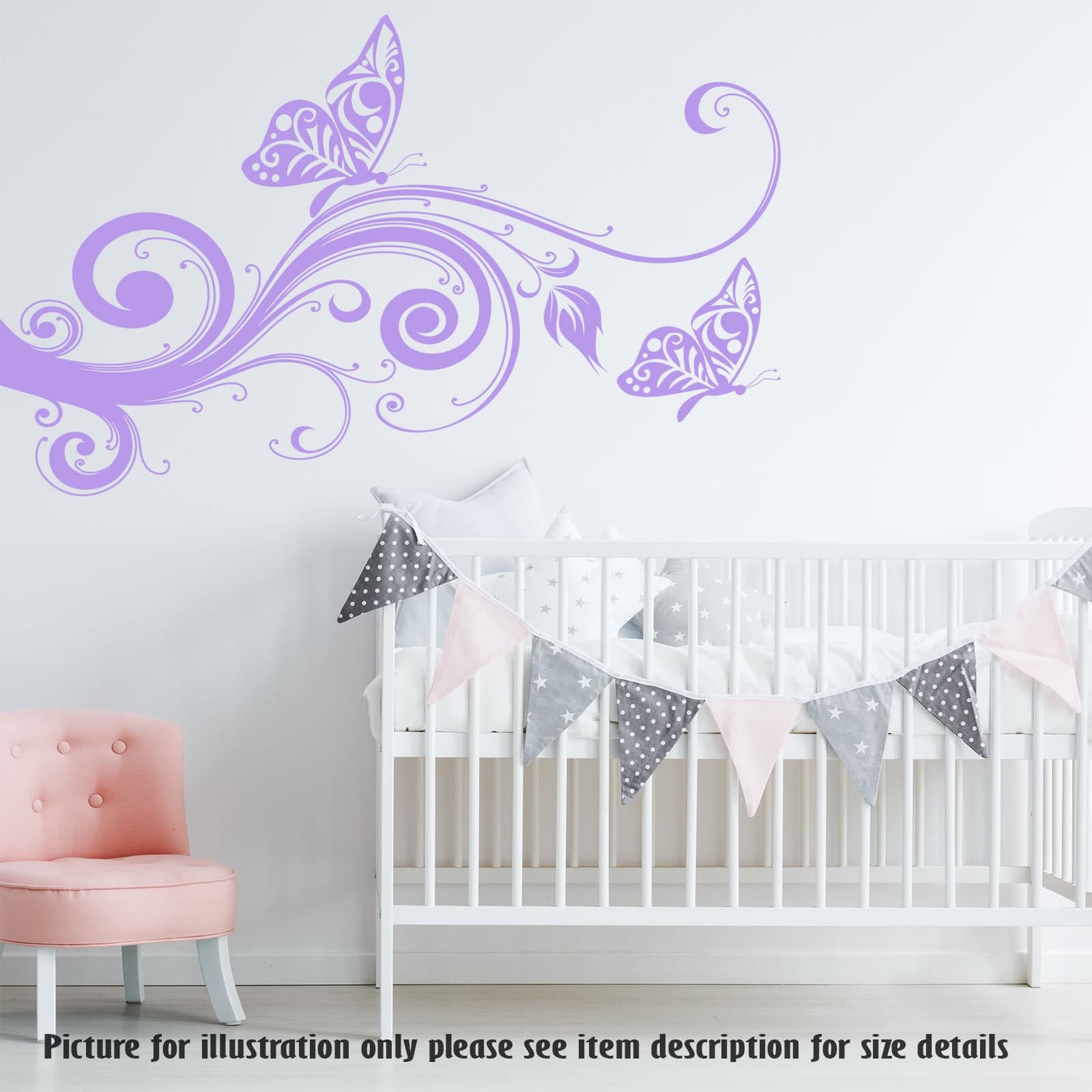 Butterfly Tree Wall Decal, Nursery Vinyl Wall Art Stickers
