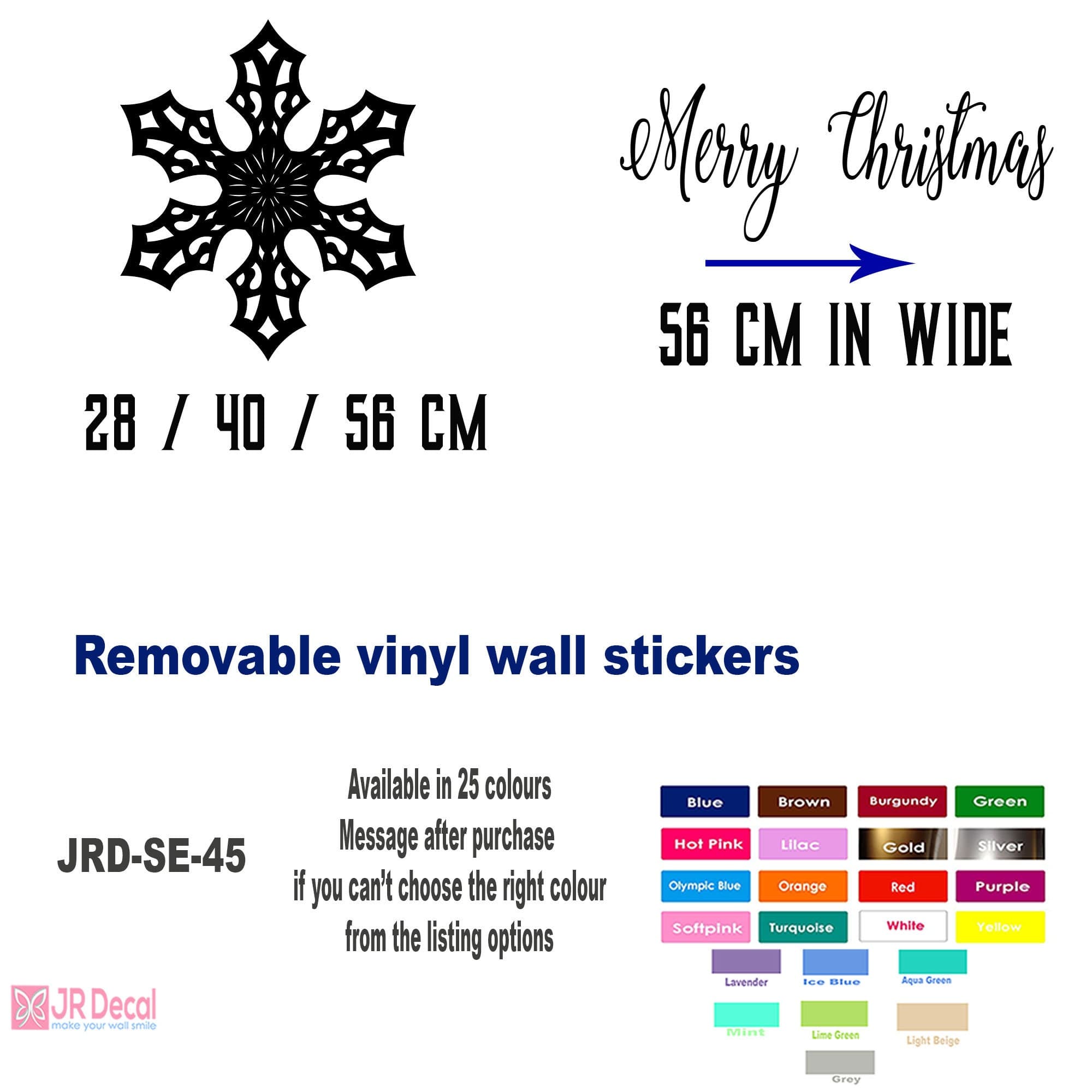 Merry Christmas Snowflake Vinyl Wall Decals, Holiday Shop Decor - image 5