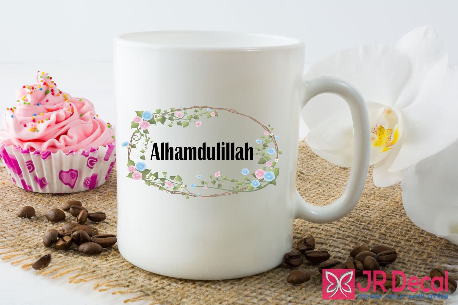 Personalised Alhamdulillah Floral Mug – Islamic Gift, Eid Gift