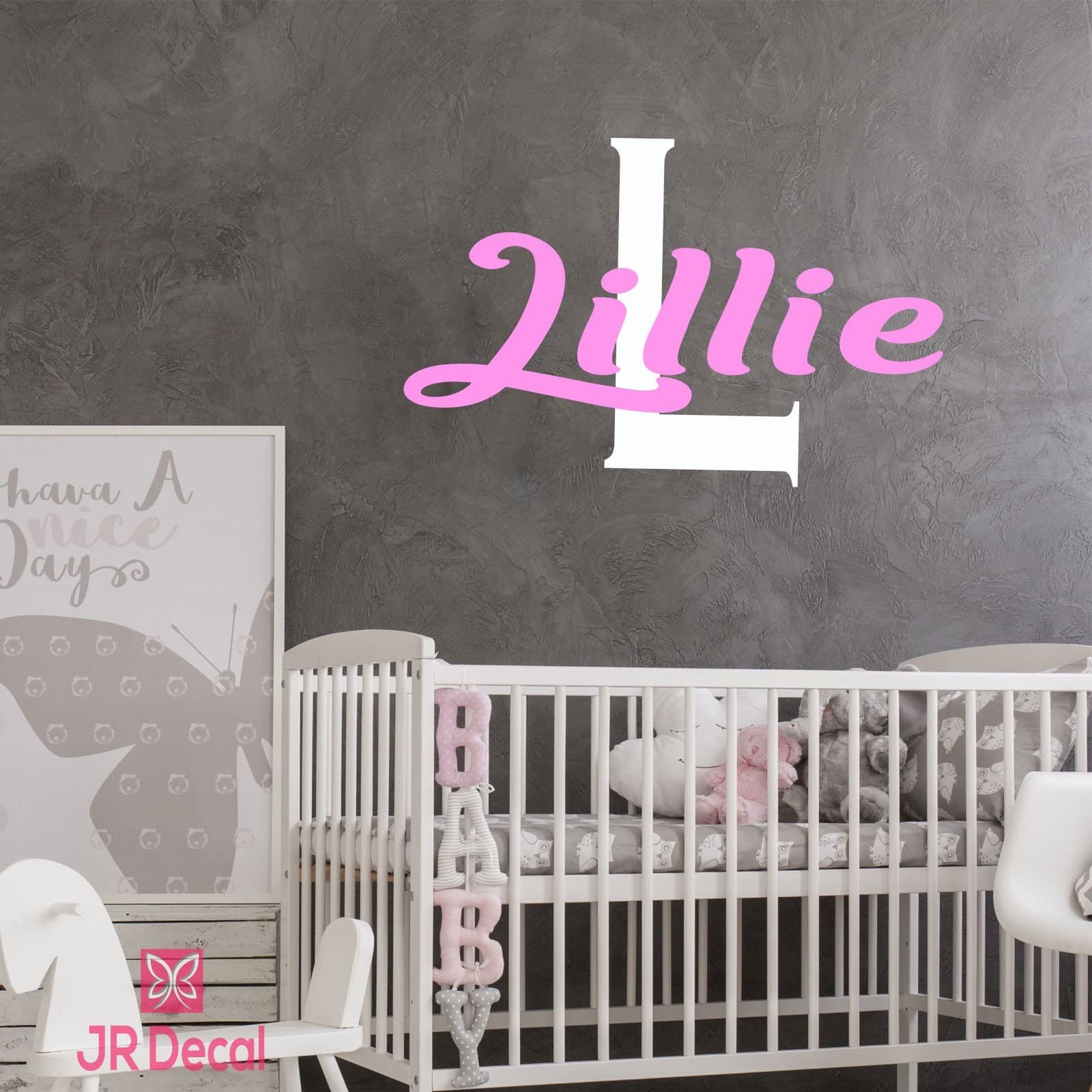 Personalized Name Initial Wall Decal, Nursery Decor - image 3