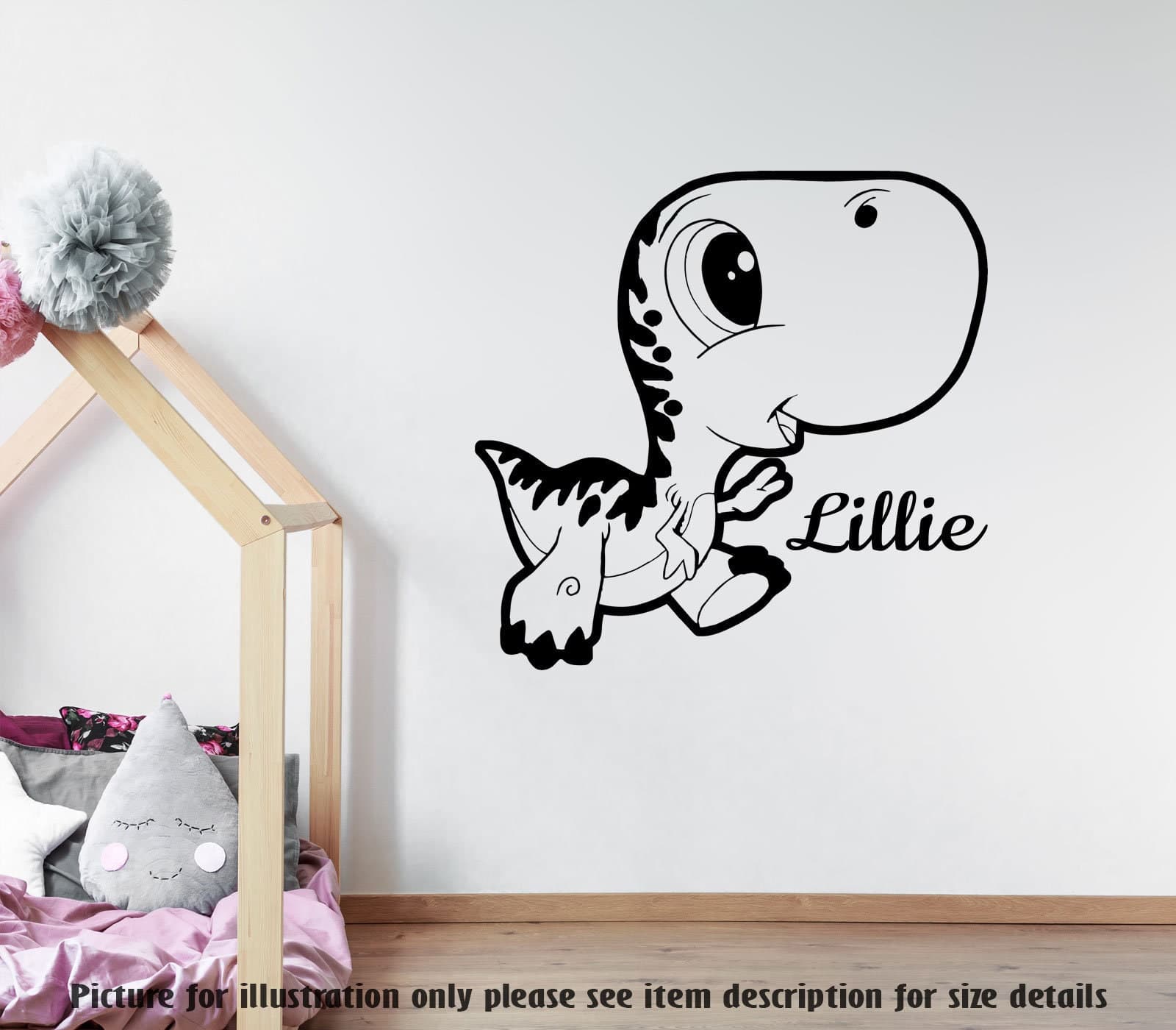 Personalized T-Rex Dinosaur Wall Decal, Nursery Vinyl Sticker