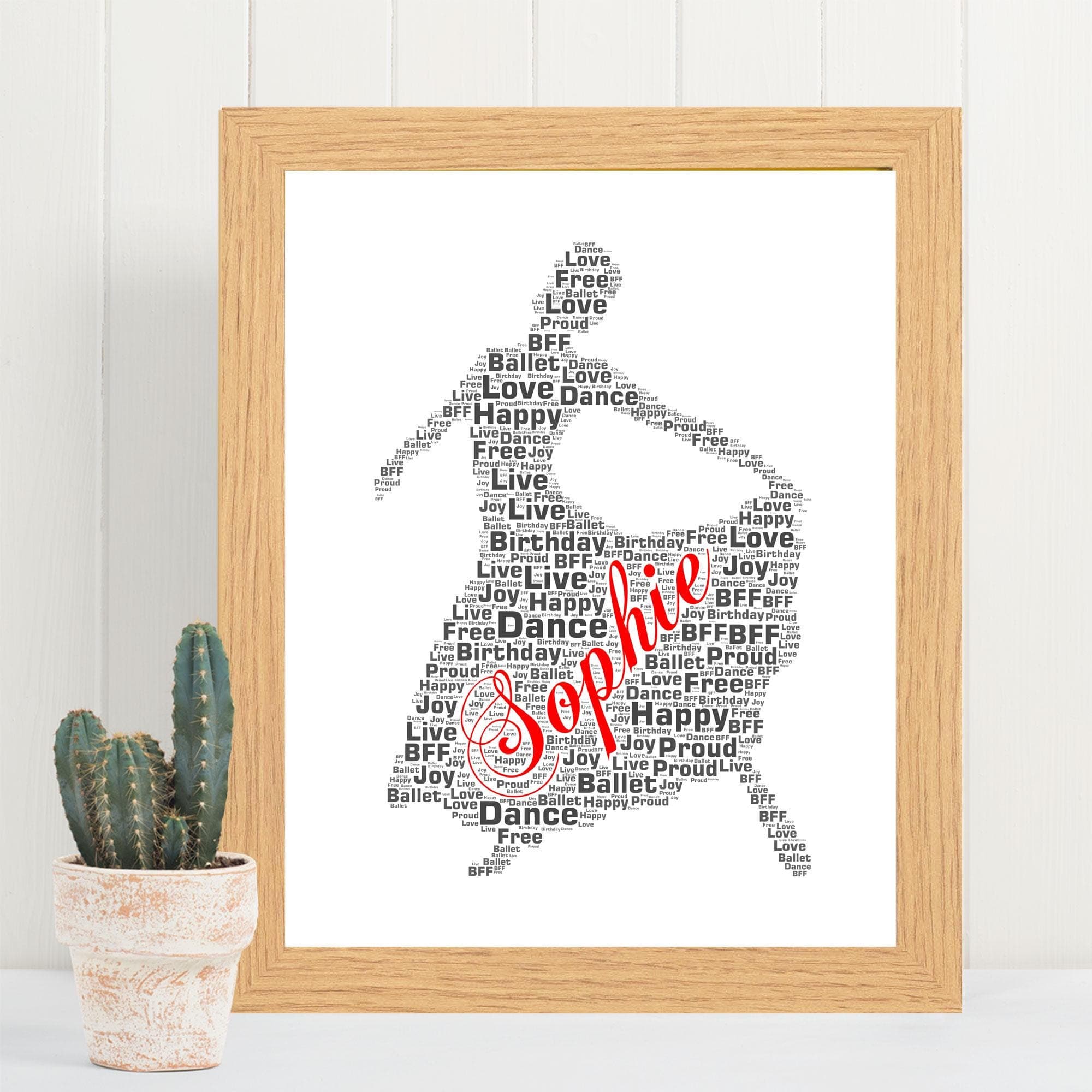 Personalised Dancer Word Art, Custom Ballerina Silhouette Gift, Unique Ballet Typography Framed Wall Print - image 3