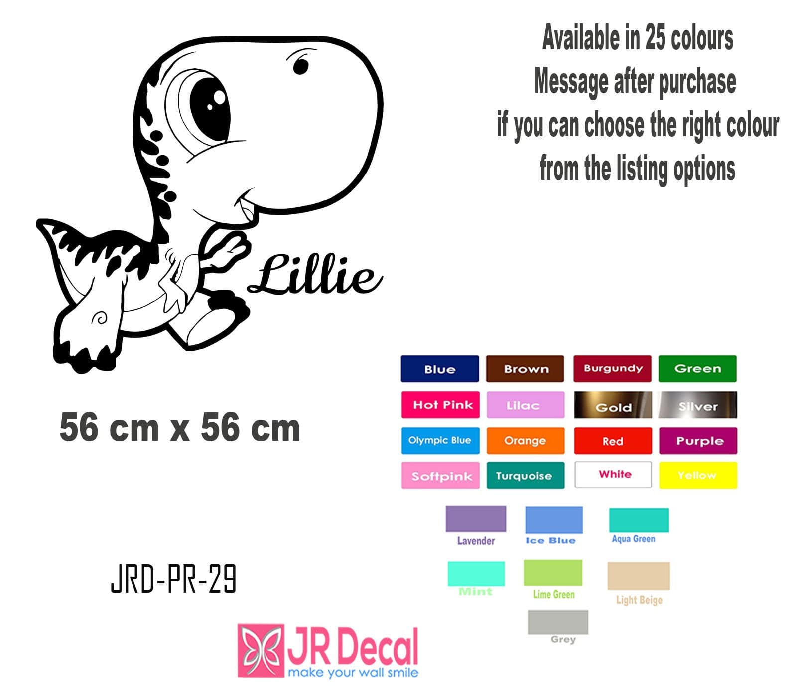 Personalized T-Rex Dinosaur Wall Decal, Nursery Vinyl Sticker - image 5