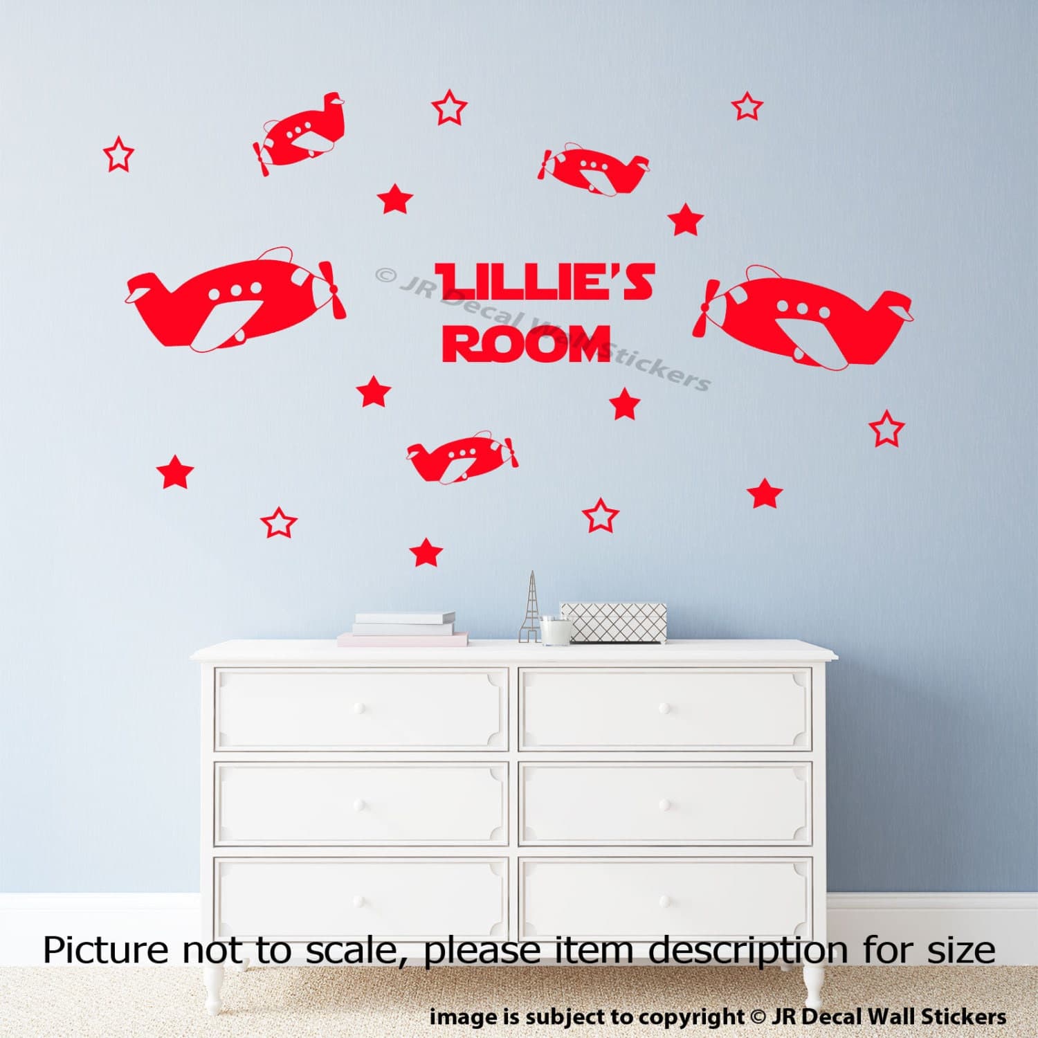 Personalized Airplane Wall Decal – Nursery Room Decor - image 4